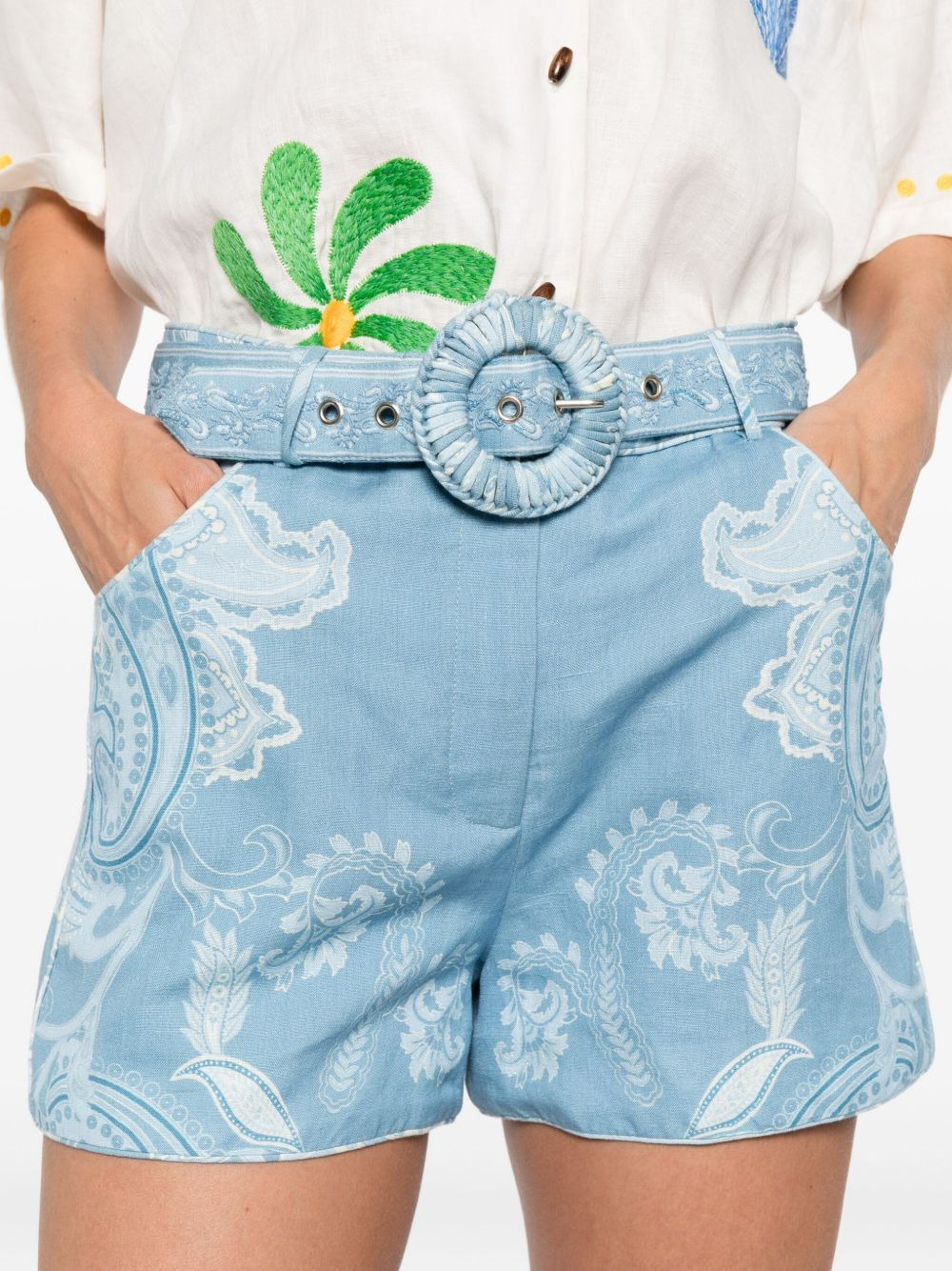 Fiza paisley-print belted shorts - 5