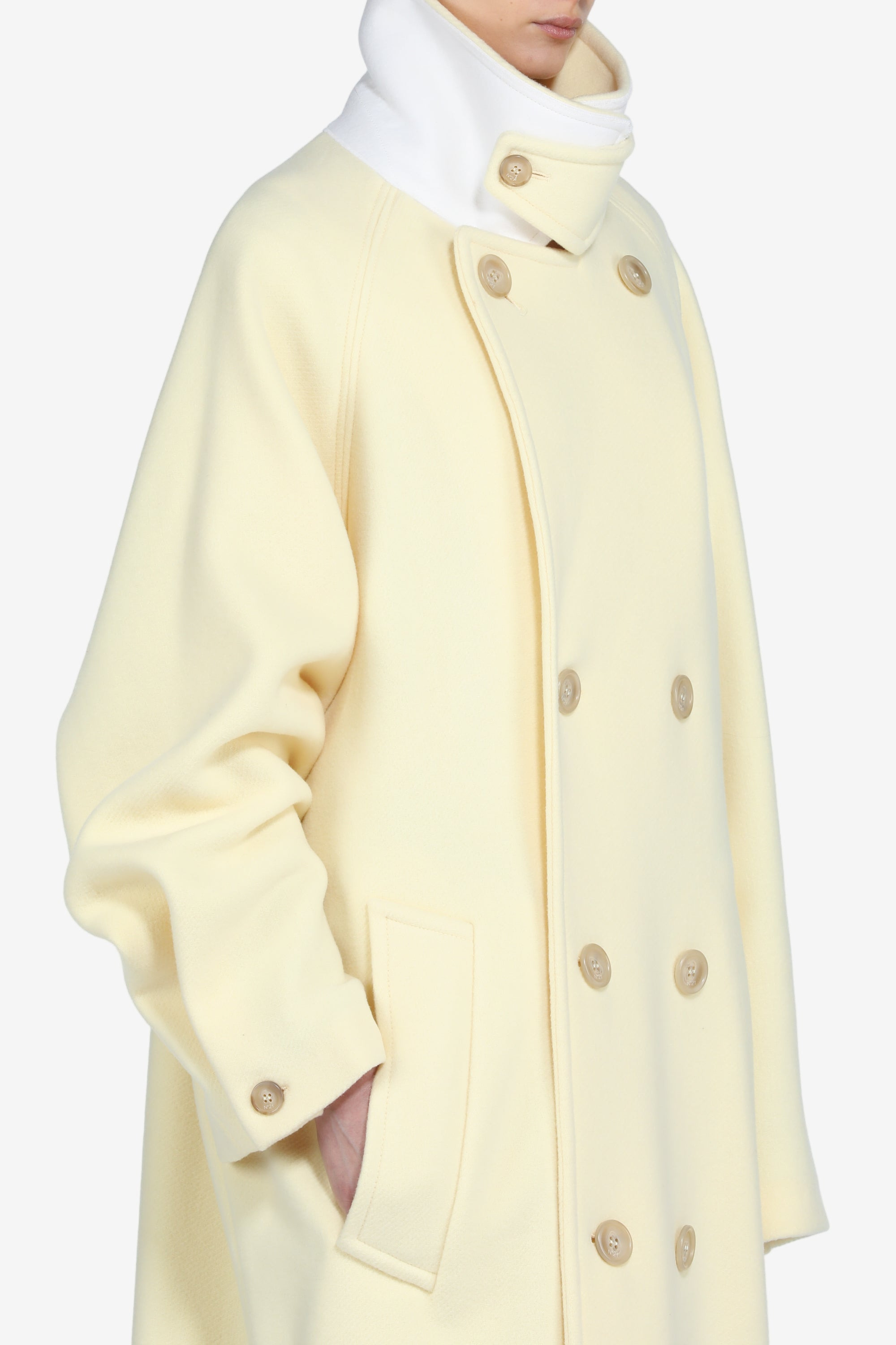 LONG CLOTH COAT WITH WIDE LAPELS - 5