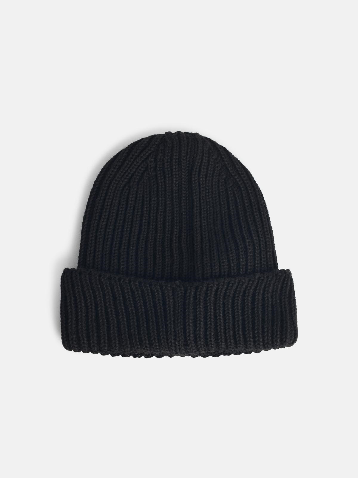 'LENS' BLACK WOOL BEANIE - 2