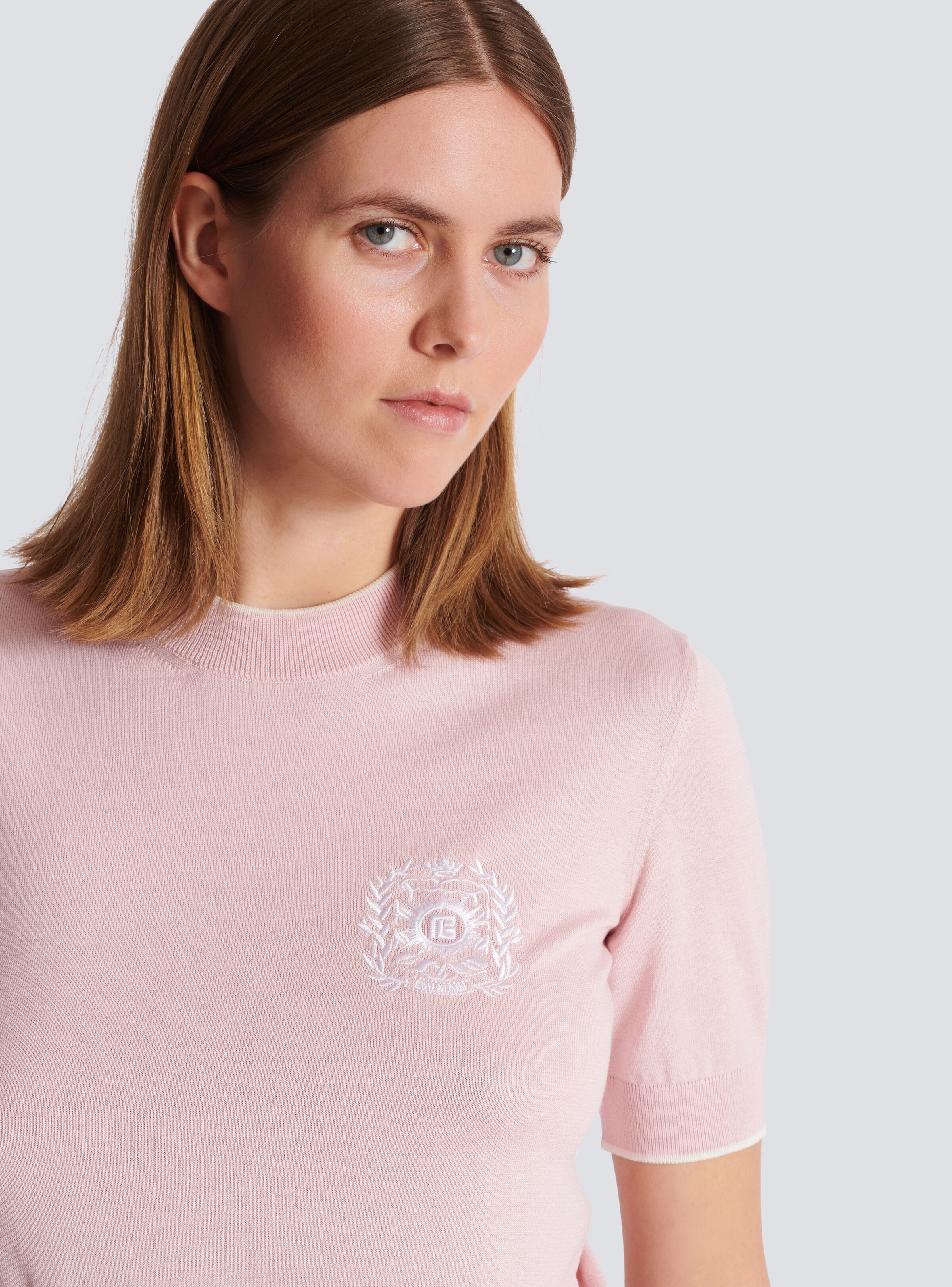 Balmain Emblème-embroidered knit top - 7