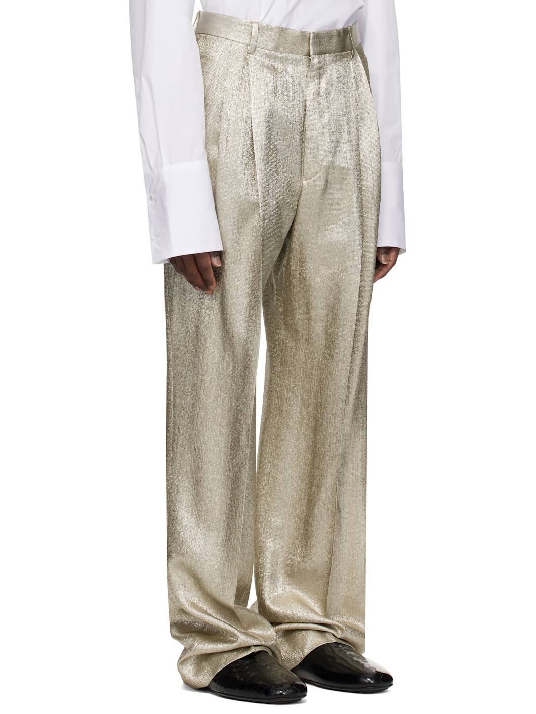 Silver Viscose Straight Trousers - 2