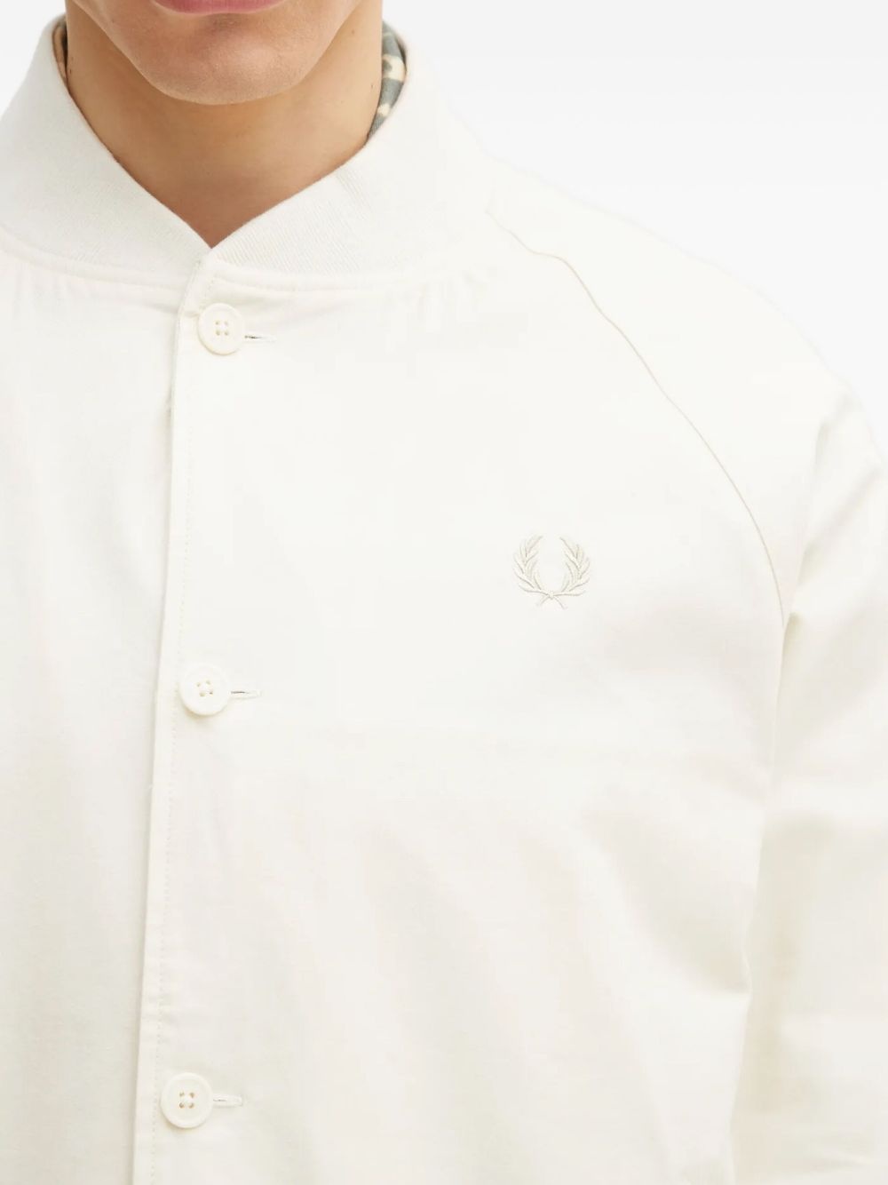 logo-embroidered shirt jacket - 5