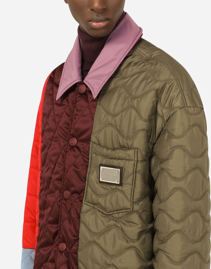 Reversible quilted nylon jacket with plate - 5