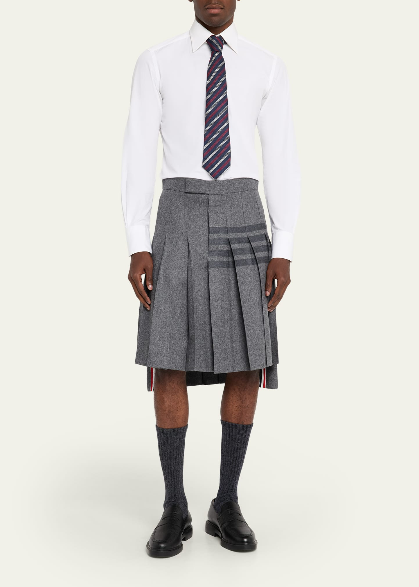 Men's Flannel 4-Bar Midi Pleated Skirt - 2