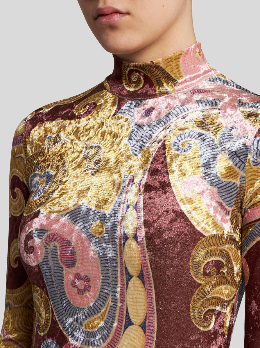 Tシャツ・カットソー Etro Fitted Top In Multicolored Printed Chenille Etro PRINTED CHENILLE TOP | REVERSIBLE