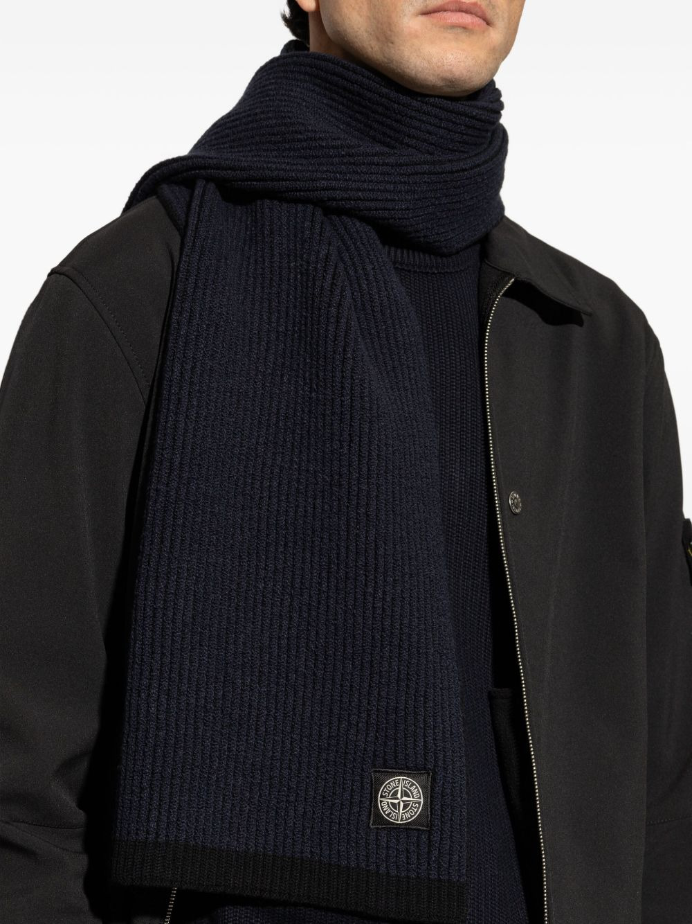ribbed Compass-patch scarf - 4