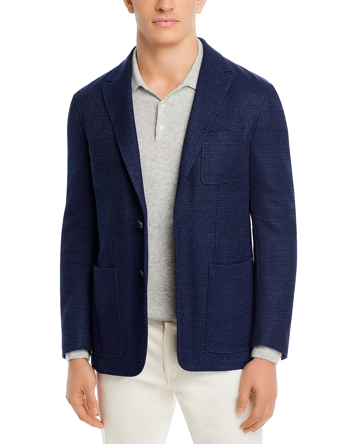 Cotton & Linen Textured Jersey Regular Fit Sport Coat - 4