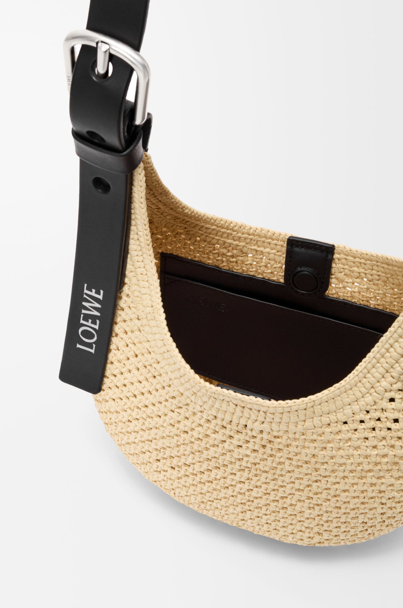 Mini Punch Hole hobo in raffia and calfskin 4