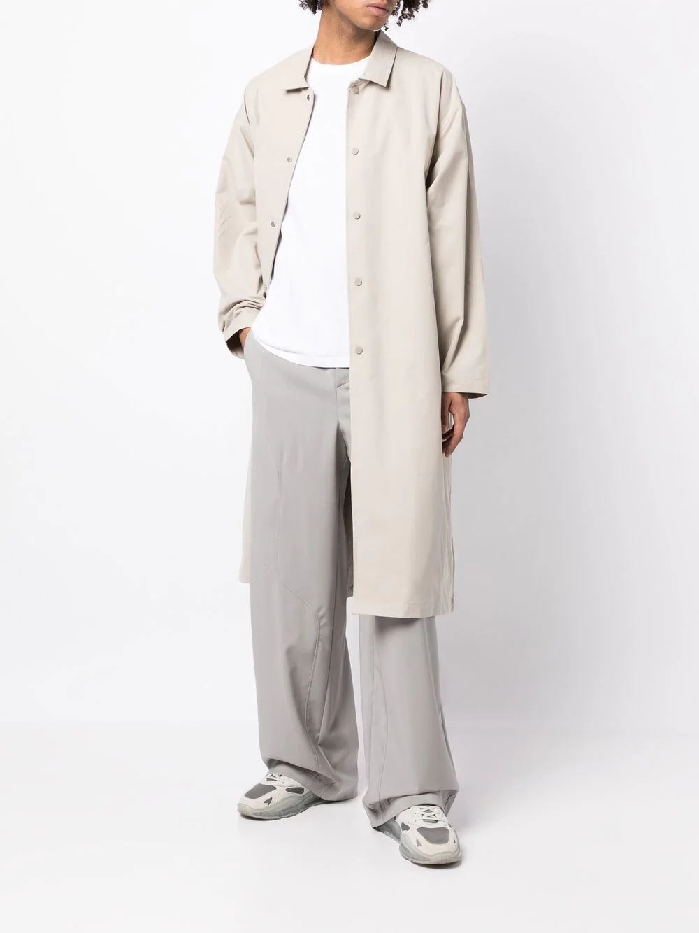 cotton-blend buttoned trench coat - 2