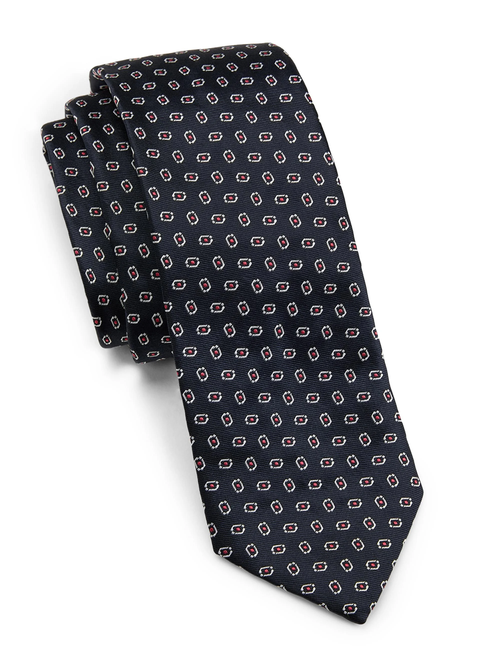 Men's Geometric Silk Tie - Blue Navy - 1