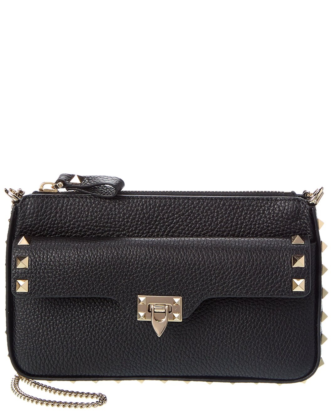 Valentino Rockstud Grainy Leather Wallet On Chain - 1