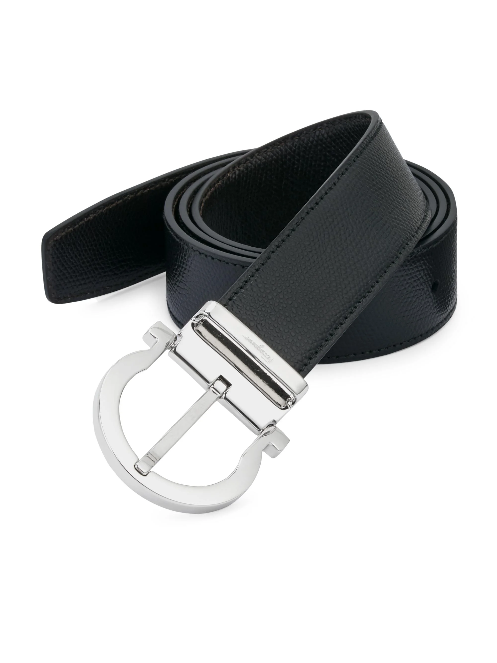 Men's Gancio Buckle Adjustable Cut-to-Size Reversible Belt - Nero - 1