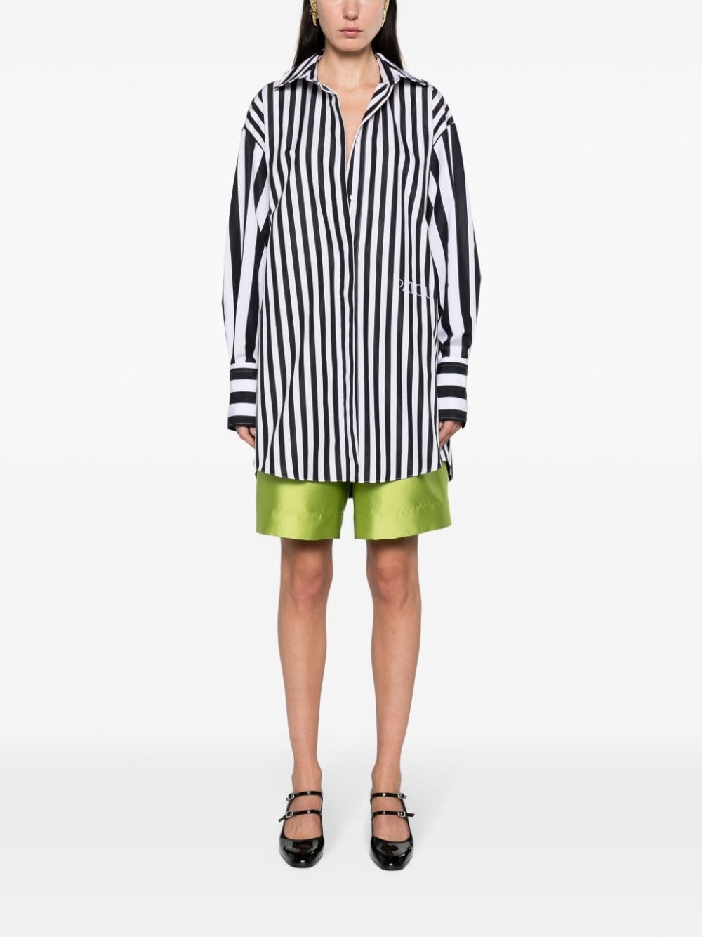 logo-embroidered striped shirt - 2