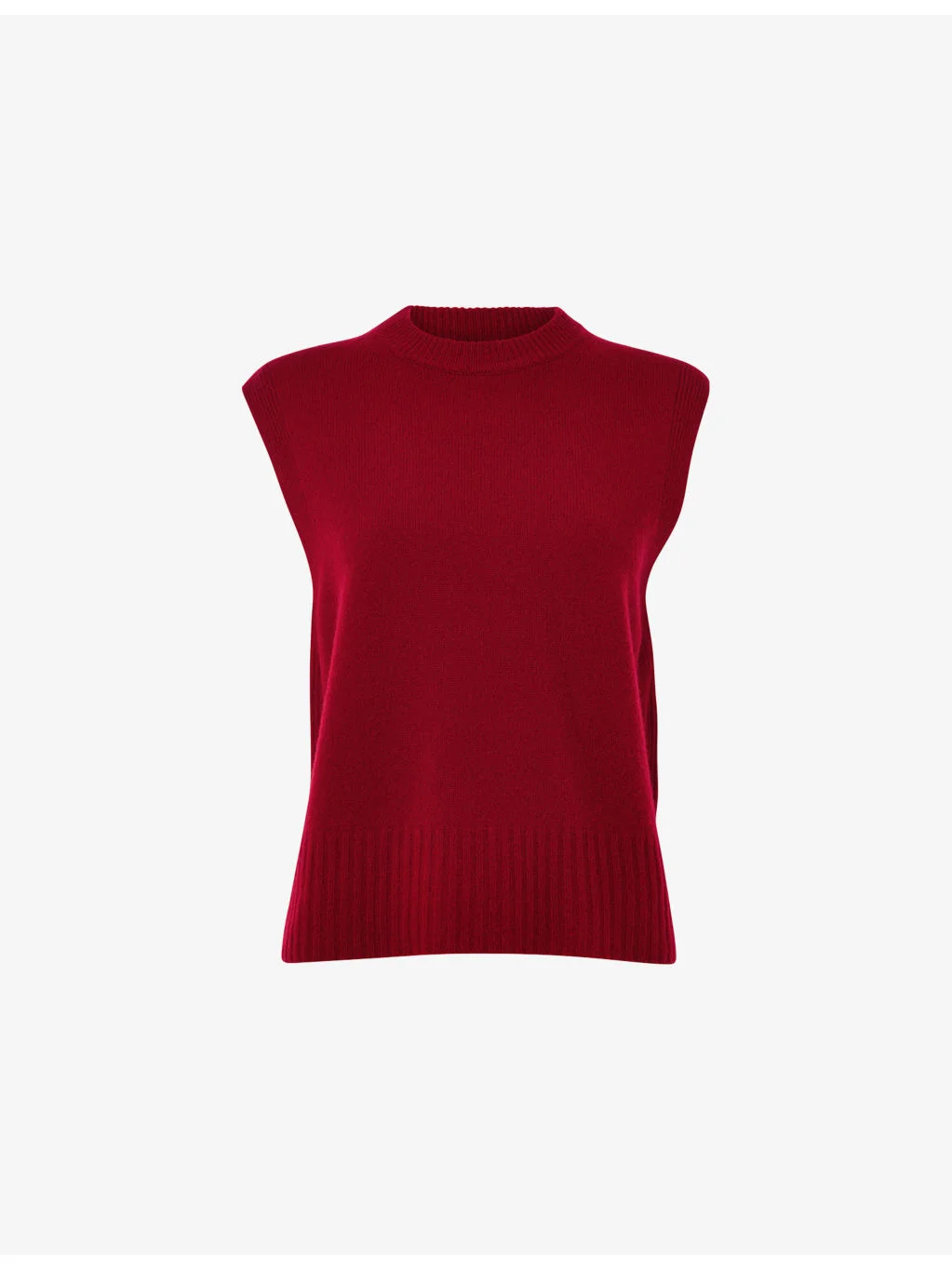 Round-Neck Regular-Fit Wool Vest - 1