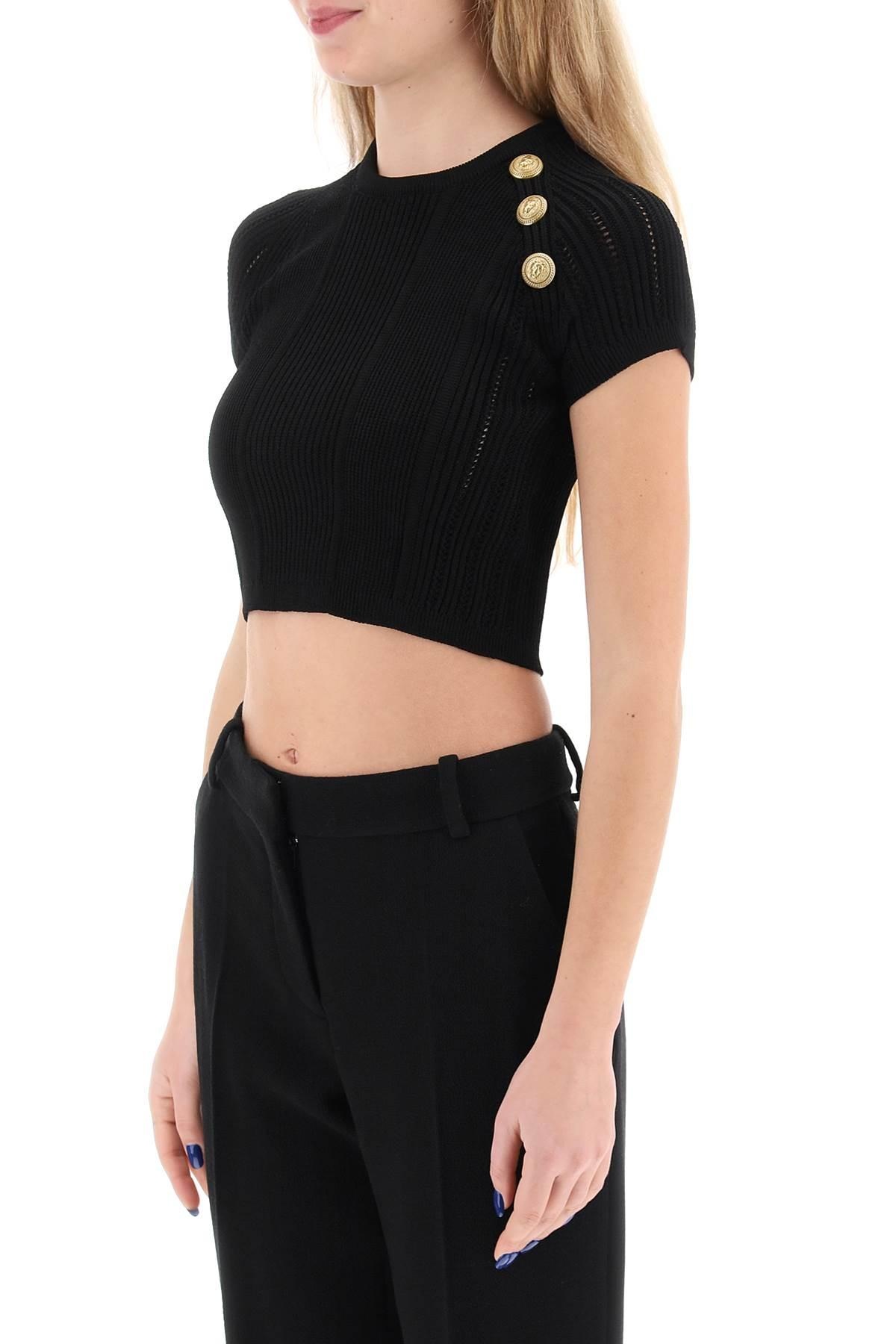 Balmain Knitted Cropped Top With Embossed Buttons - 4