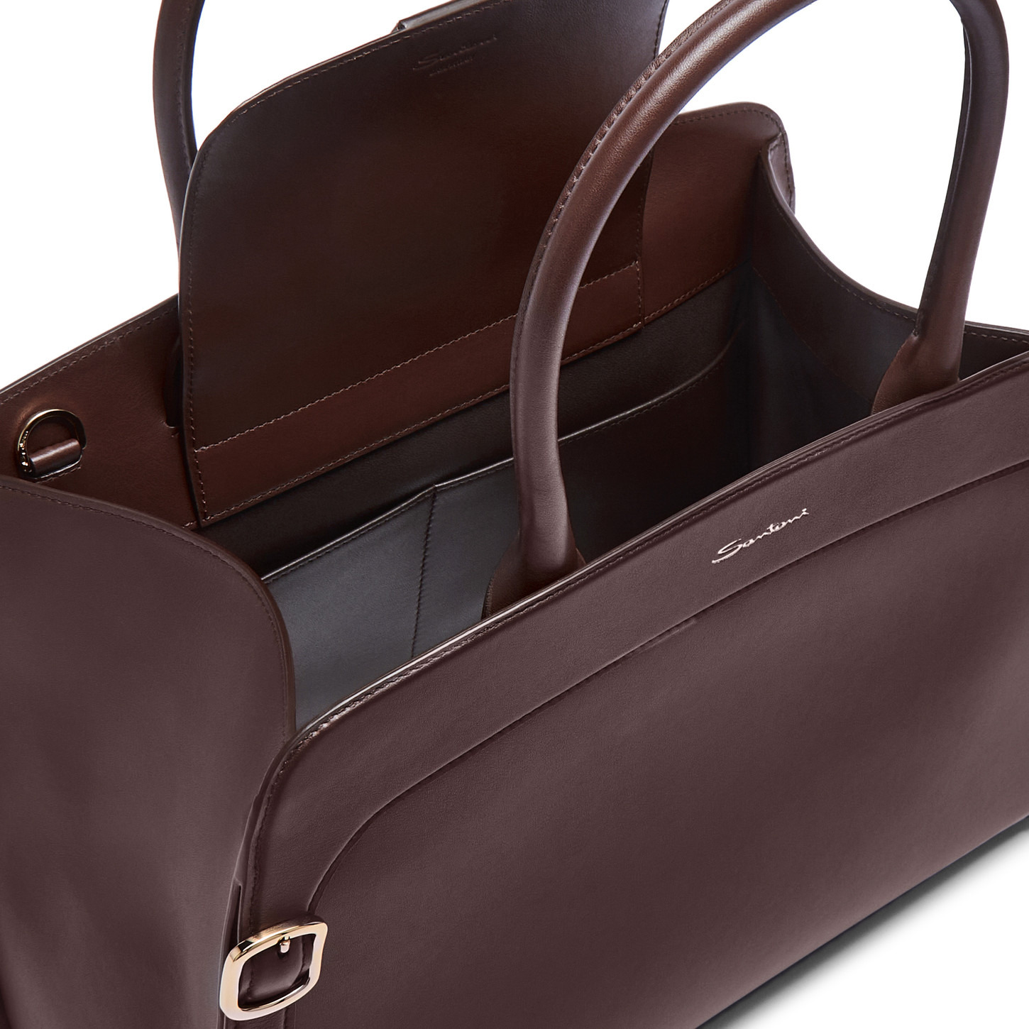 Dark brown leather handbag - 5