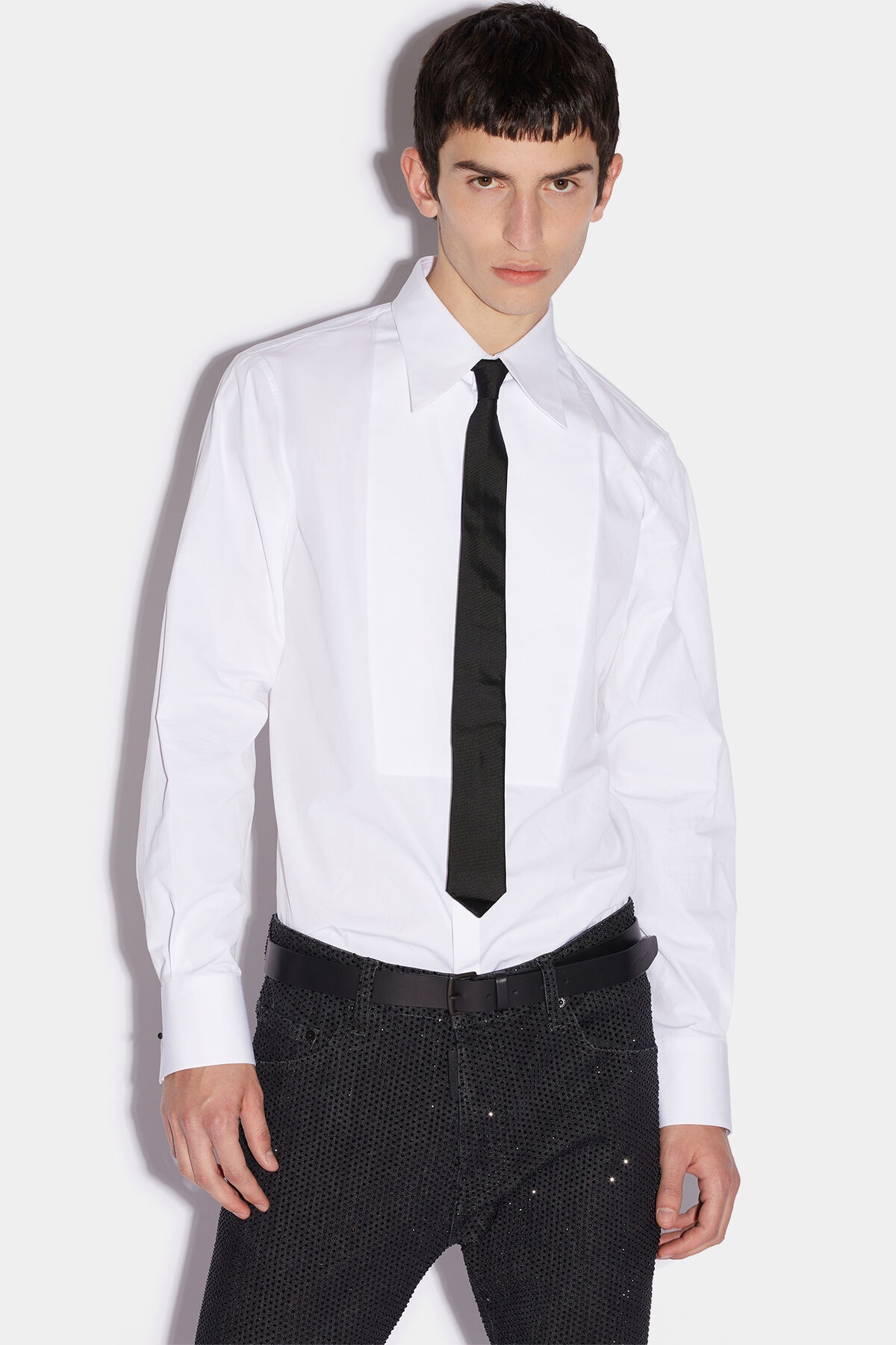 IBRA BLACK ON BLACK SLIM FIT TUX SHIRT - 1