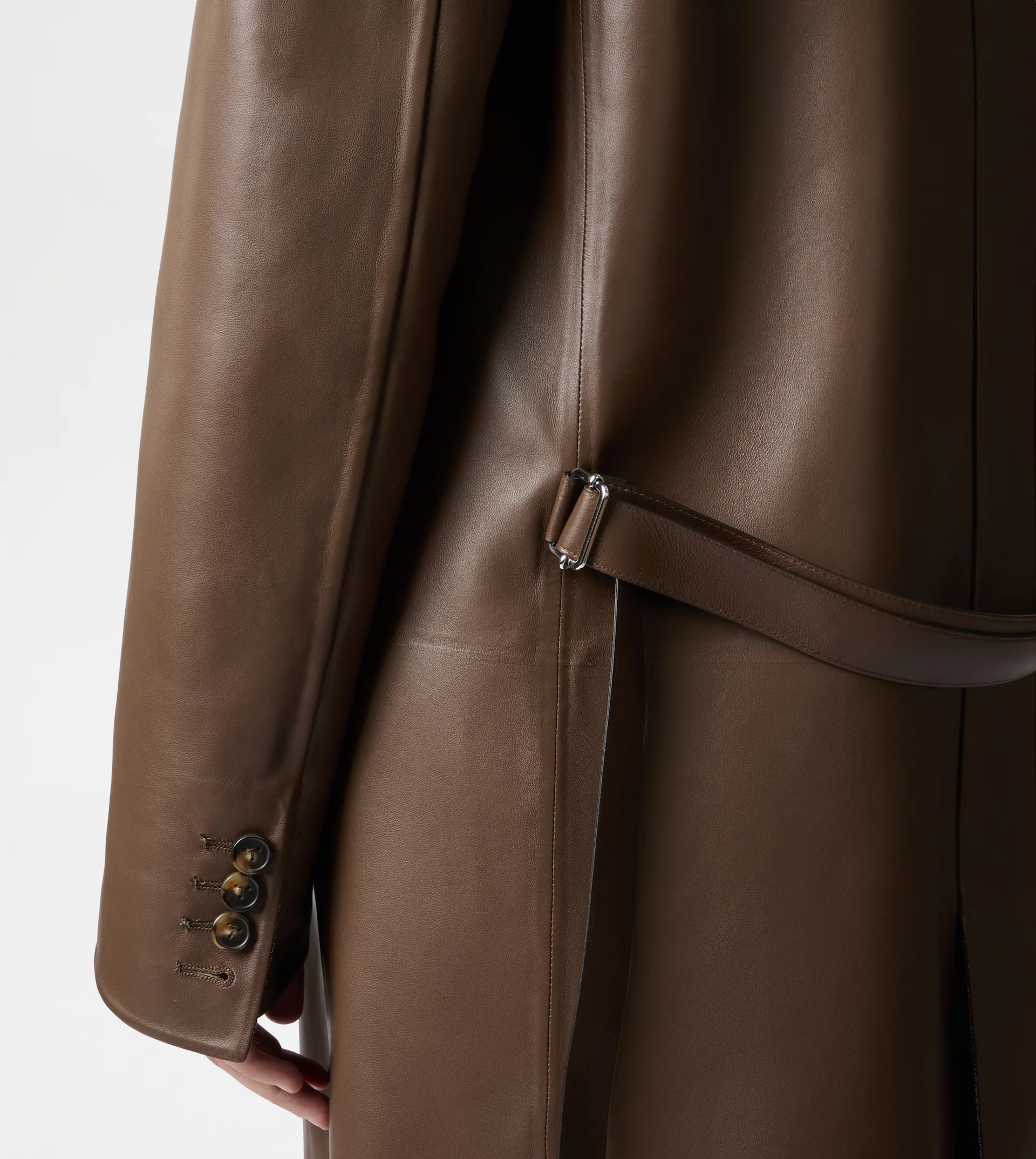 COAT IN NAPPA LEATHER - BROWN - 5