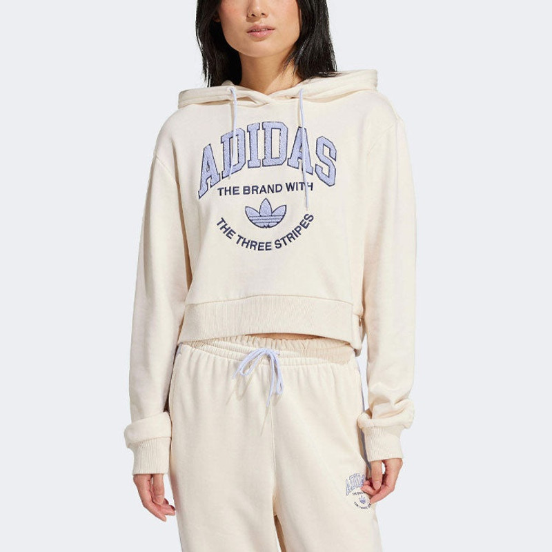 adidas (WMNS) adidas originals Varsity Graphic Hoodie 'White' IR6035 outlook