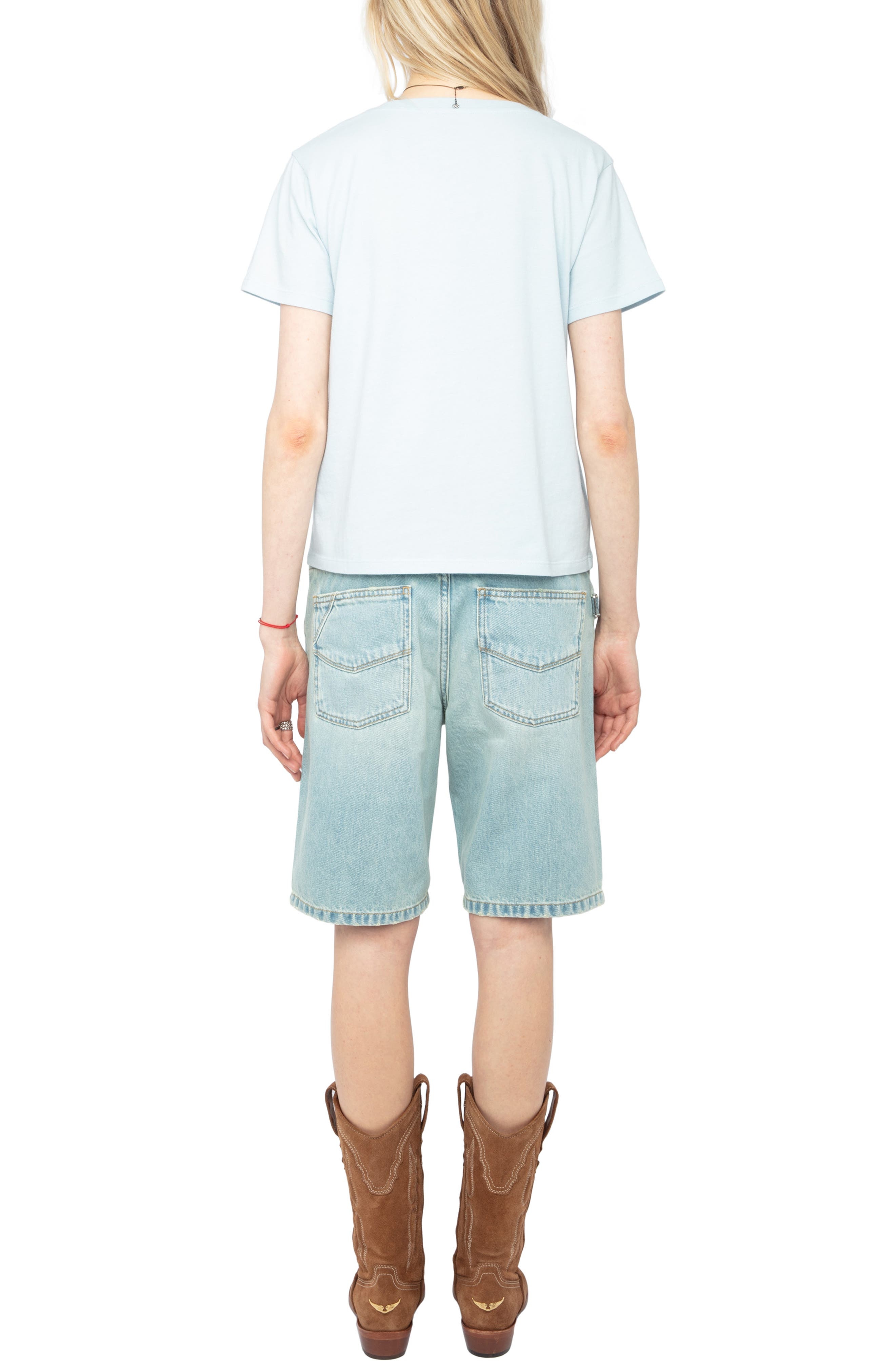 Zadig & Voltaire Alys Mesh Inset Cotton T-Shirt in Cloud at Nordstrom - 7