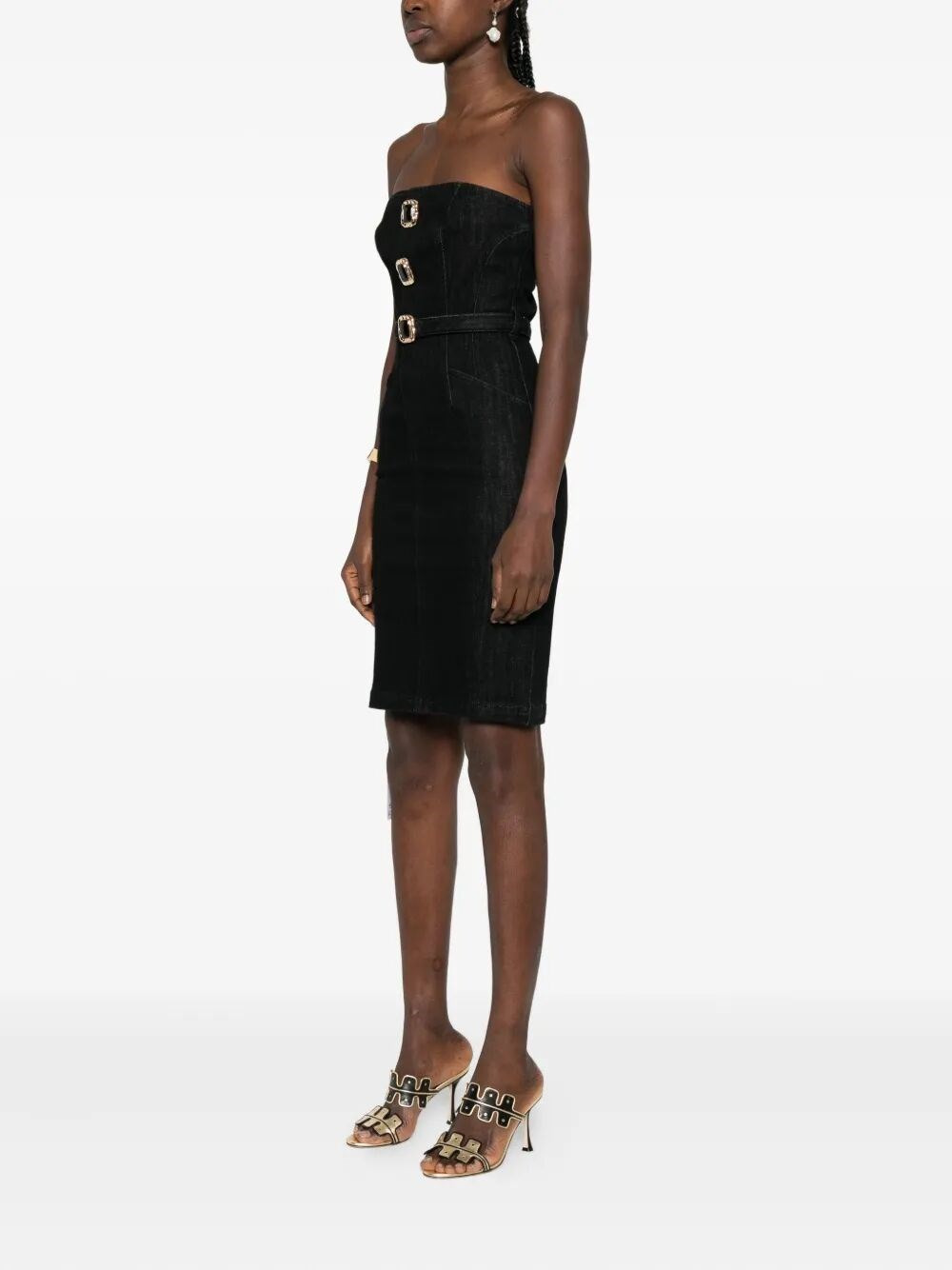 Denim Bandeau Midi Dress - 4
