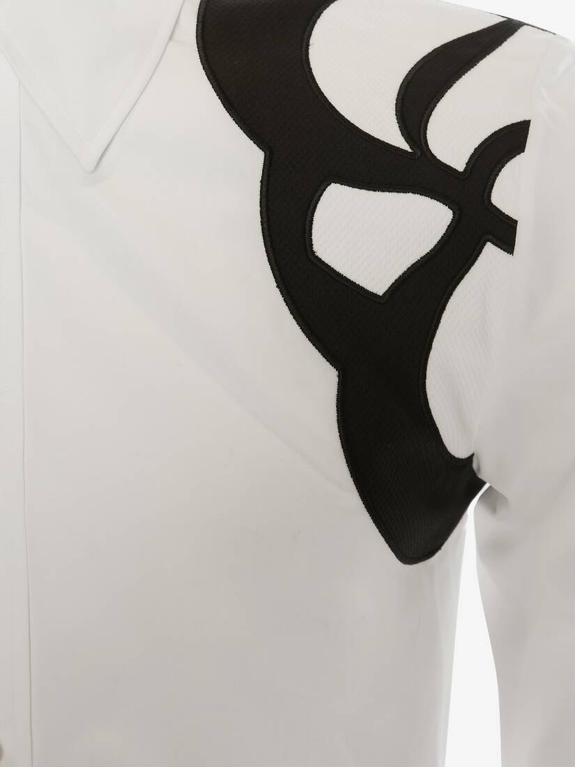 Seal Logo Embroidery Harness Shirt in White - 6