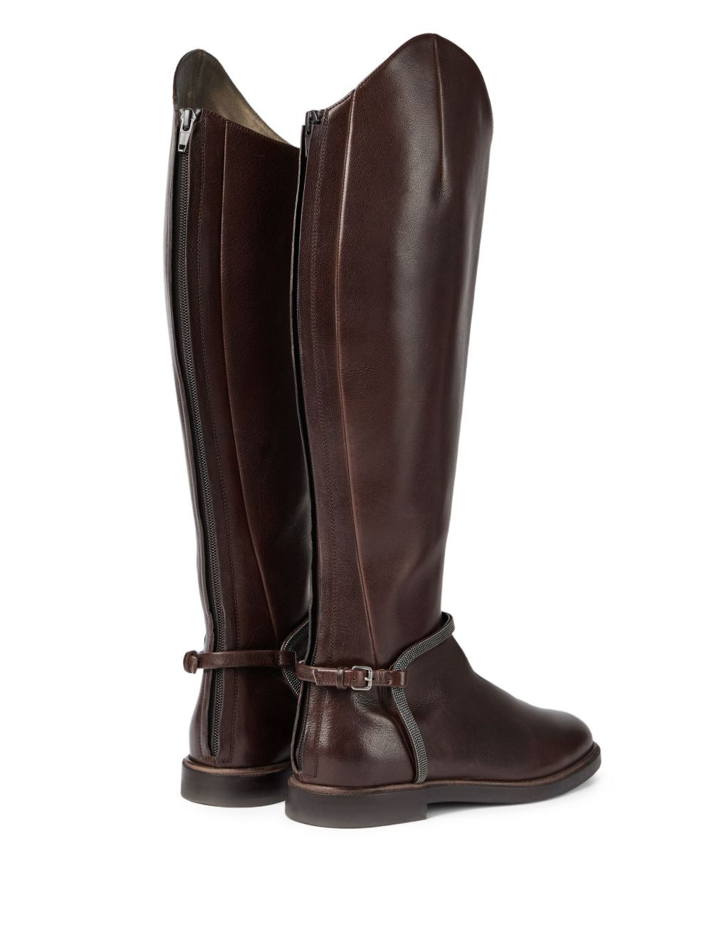 buckle-strap leather boots - 4