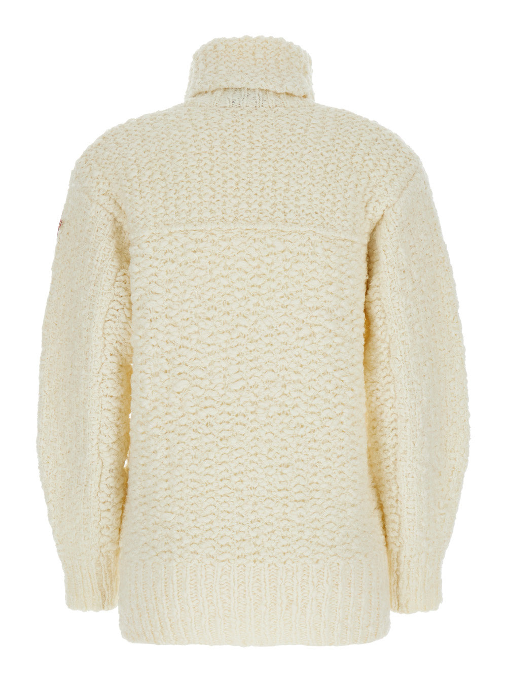 Moncler Grenoble Women White Turtleneck Sweater With Logo Patch In Virgin Wool Blend Woman - 2