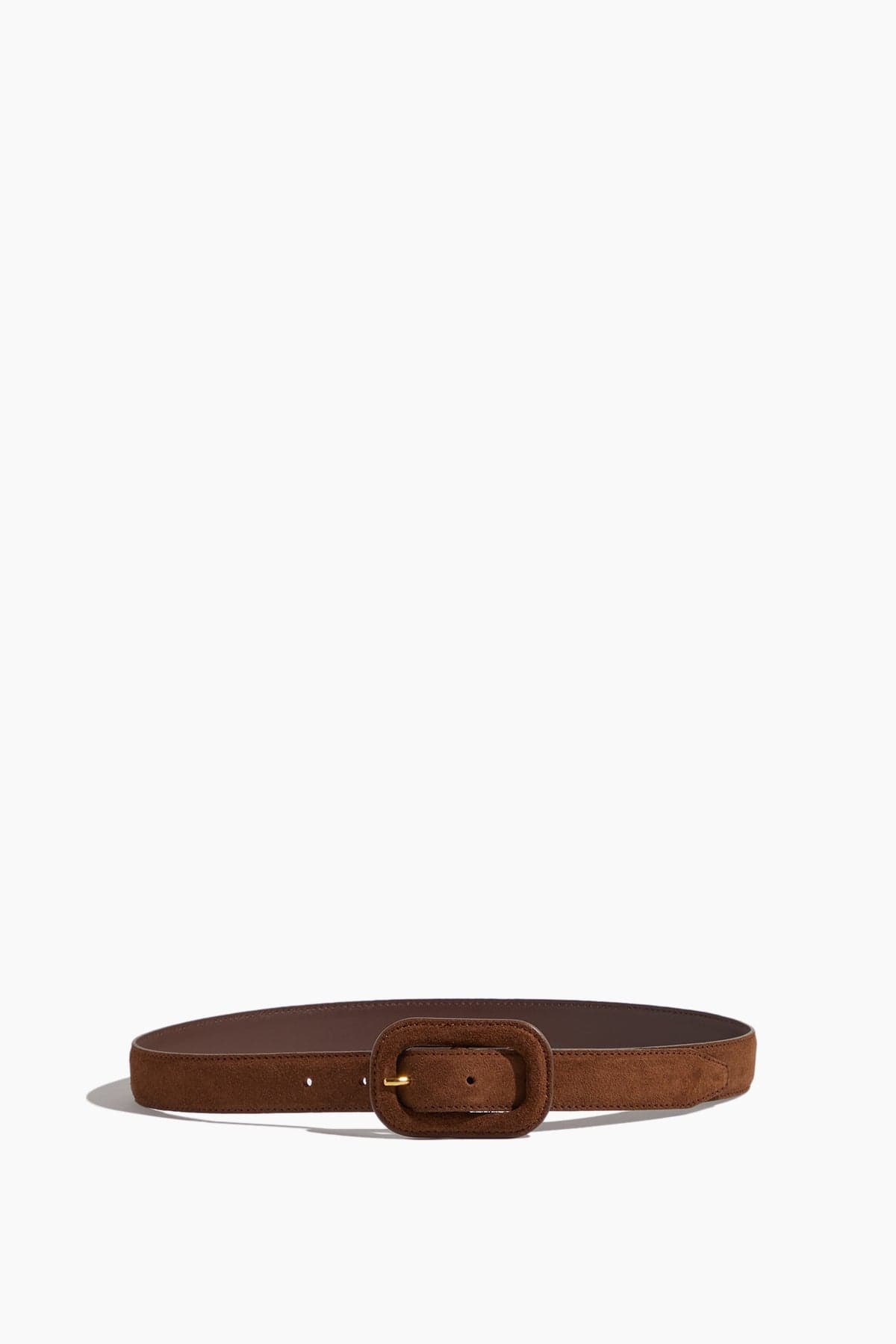 Covered Buckle Belt in Brown Suede - 1