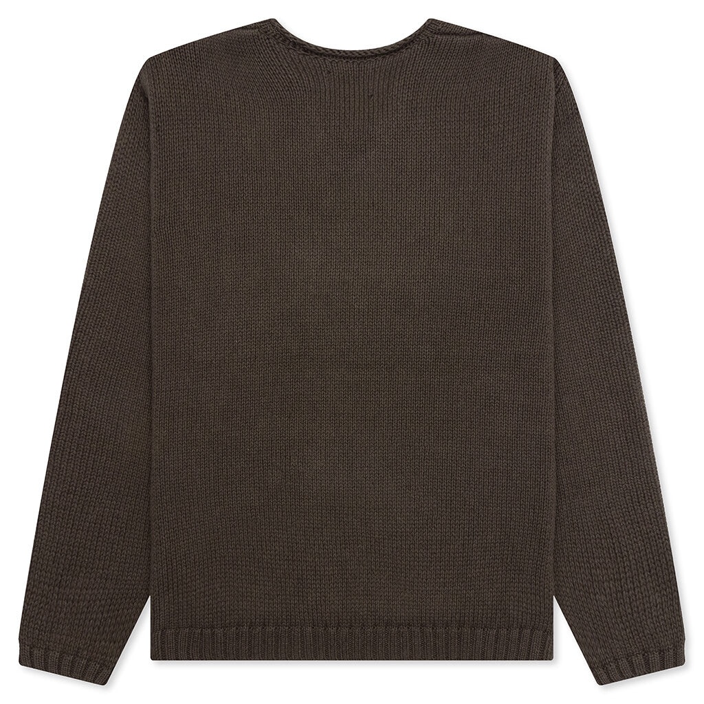 ROLL V-NECK LOGO SWEATER - BROWN - 2