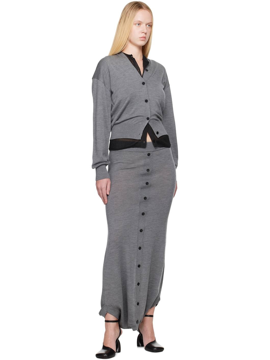 Gray Knit Bascule Cardigan - 4