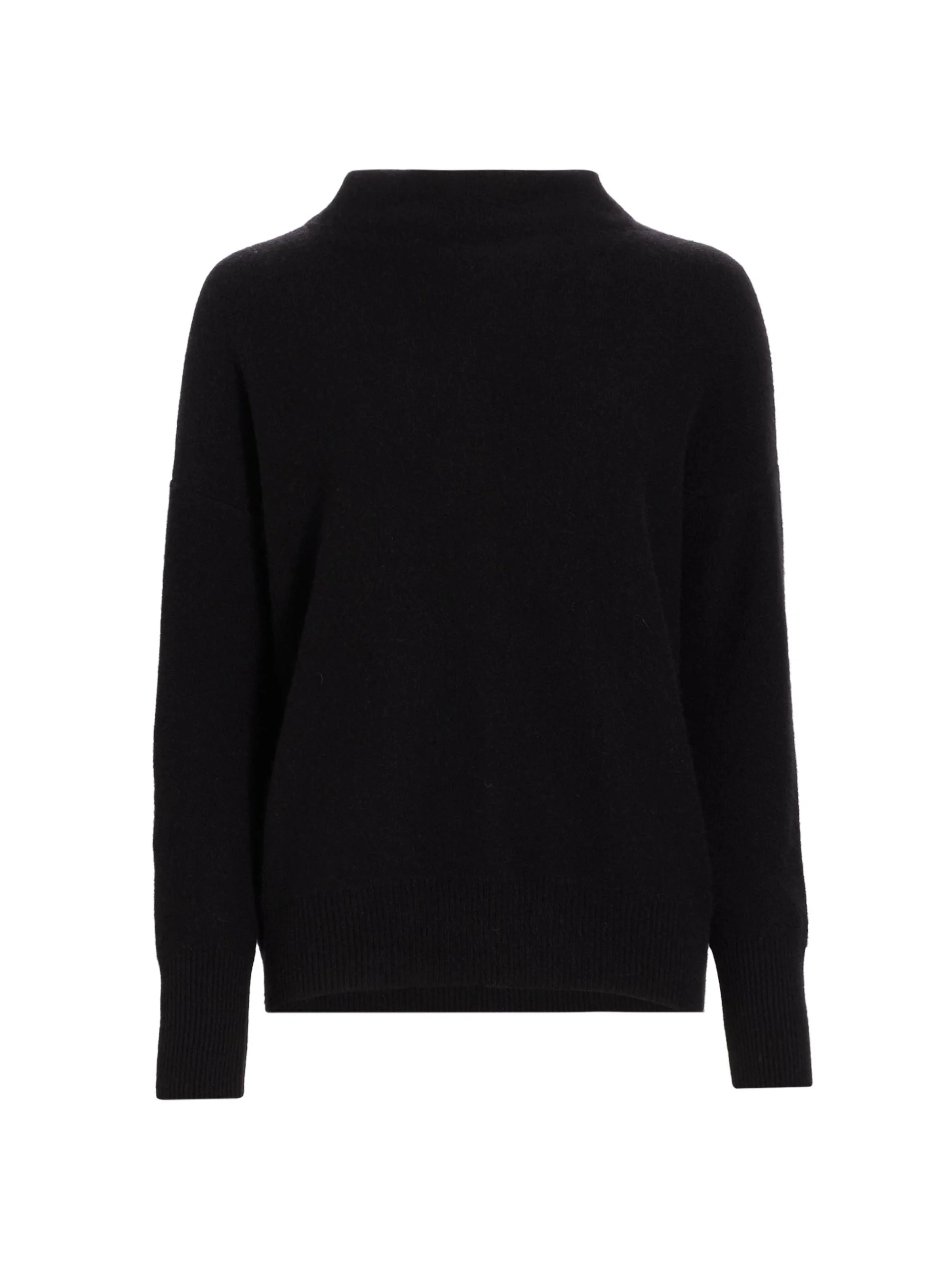 Women's Funnelneck Cashmere Sweater - Black - 1