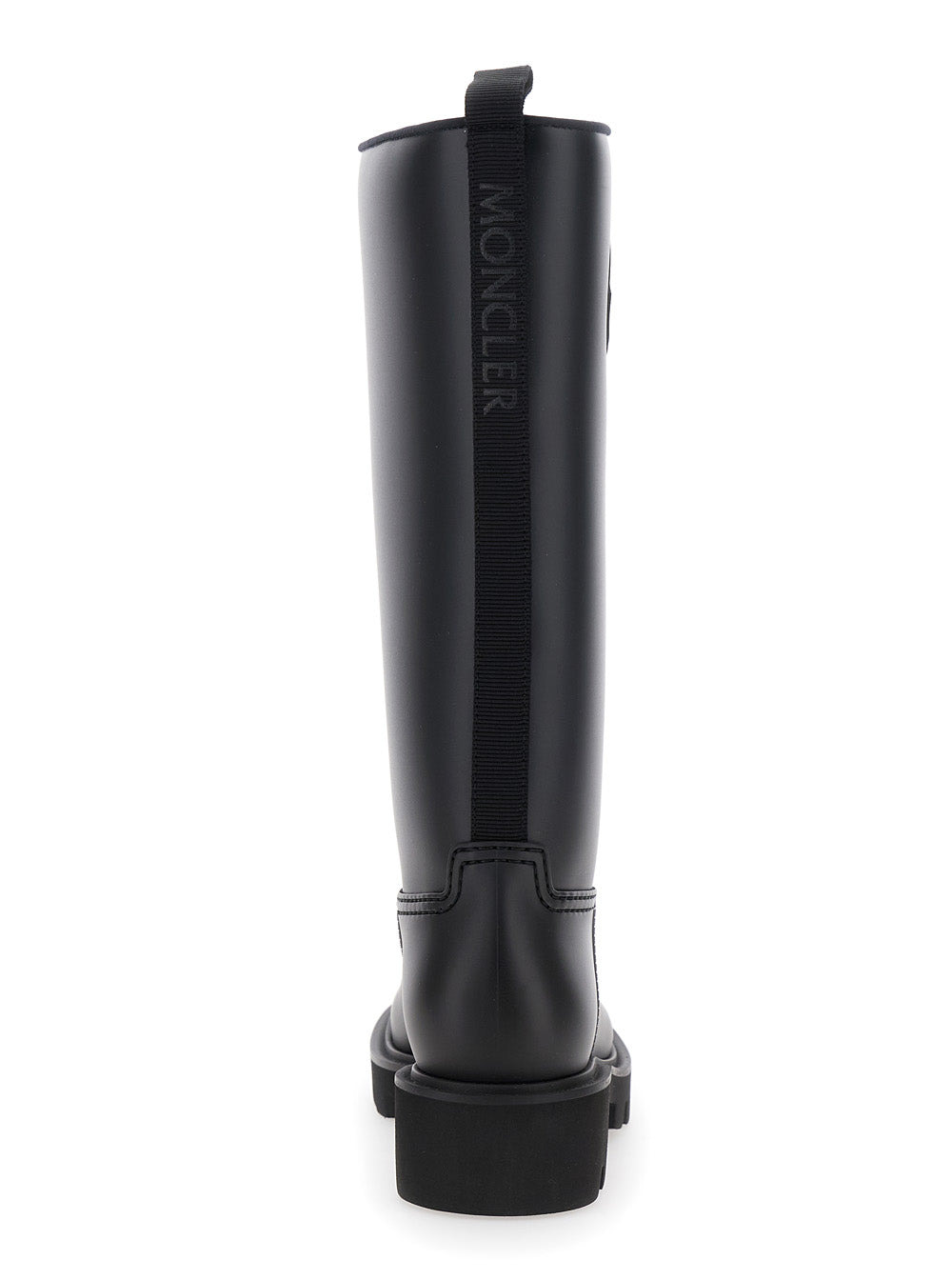 Moncler Women 'Kickstream' Black Boots With Low Block Heel And Tonal Logo Patch On The Side In Tech  - 4