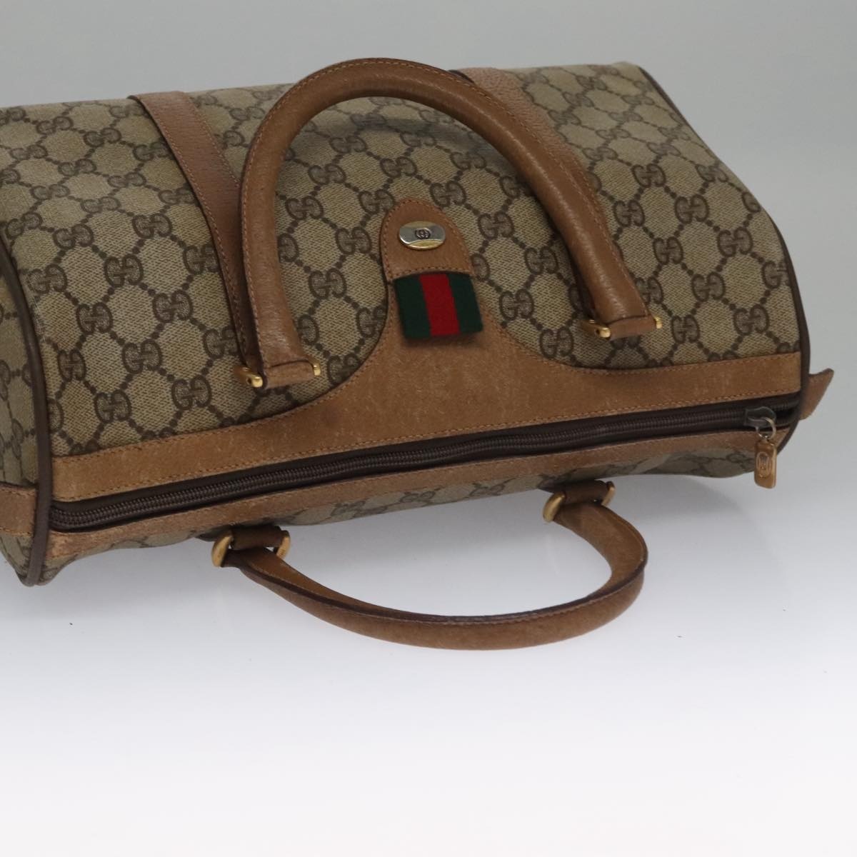 GUCCI GG Supreme Web Sherry Line Hand Bag Pvc Beige Gold 39 02 007 - 6
