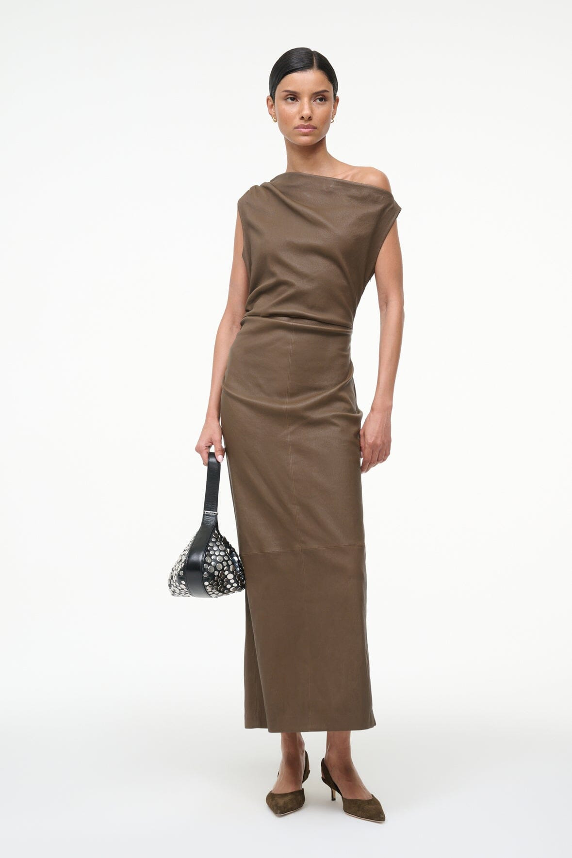 STAUD PHARE LEATHER DRESS TRUFFLE - 6
