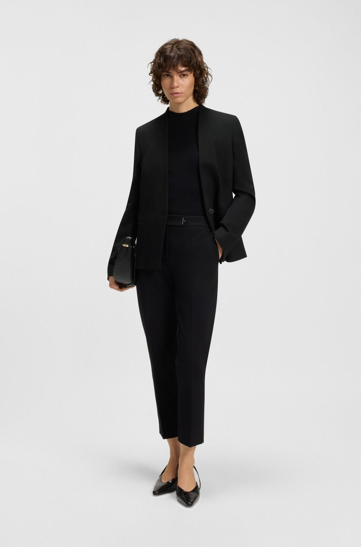 COLLARLESS REGULAR-FIT BLAZER WITH HARDWARE BUTTON - 3