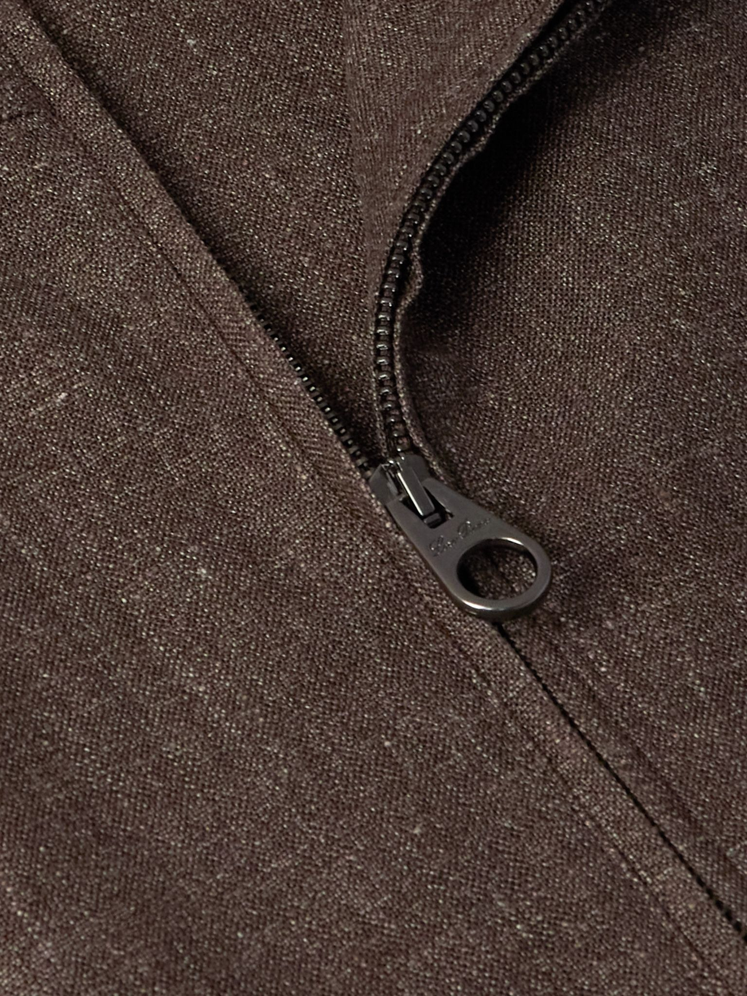 Linen and Wool-Blend Canvas Bomber Jacket Brown - 4