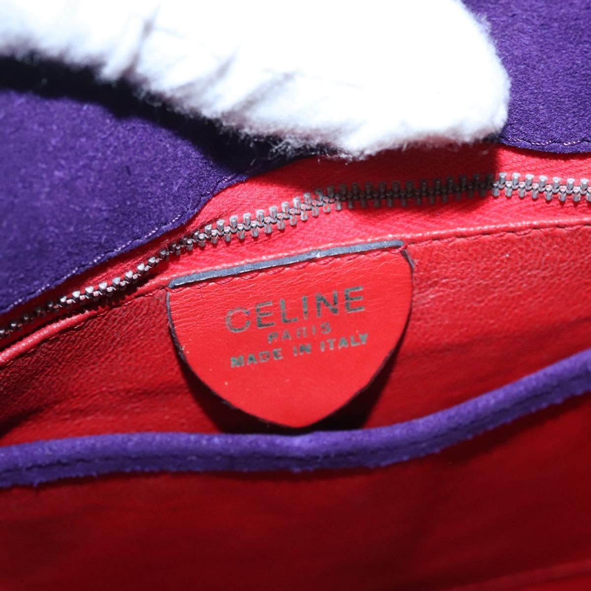 CELINE Circle Shoulder Bag Suede Purple Green Gold - 16