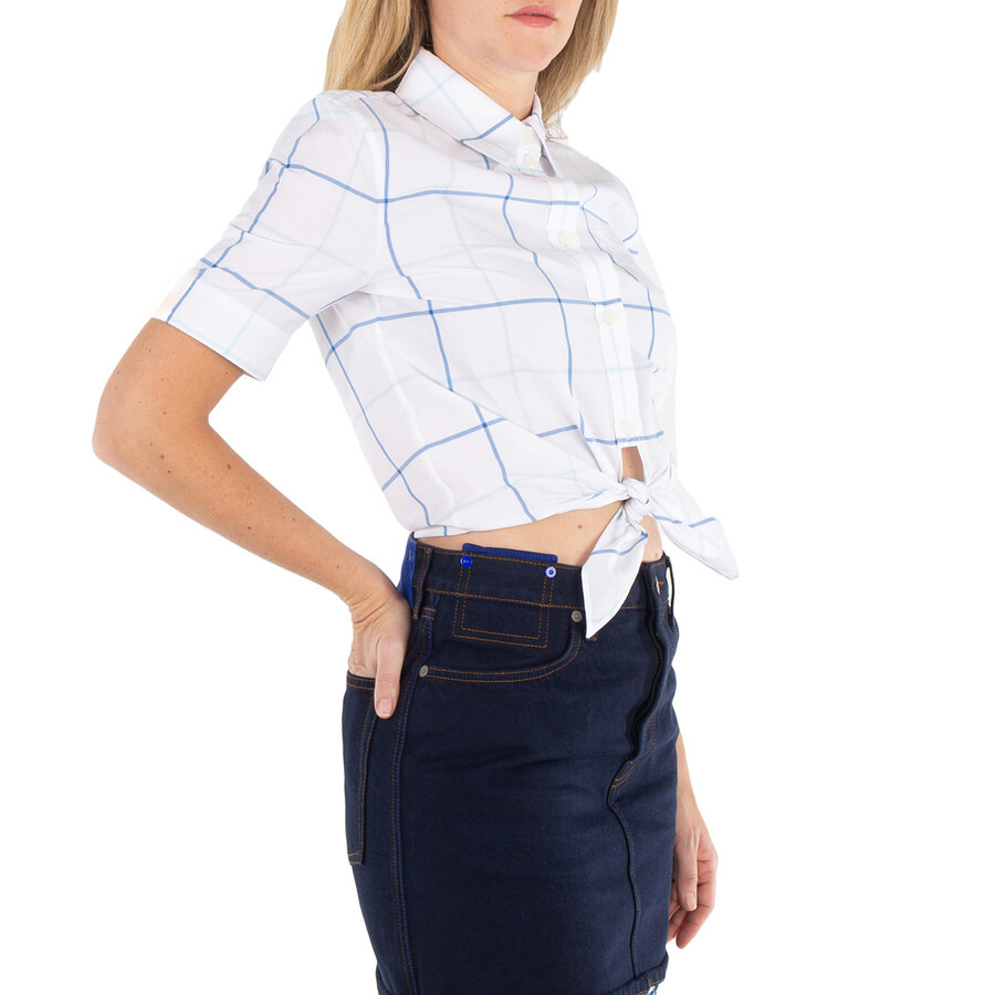 Burberry Check Printed Buttoned Cotton Cropped Shirt - 2
