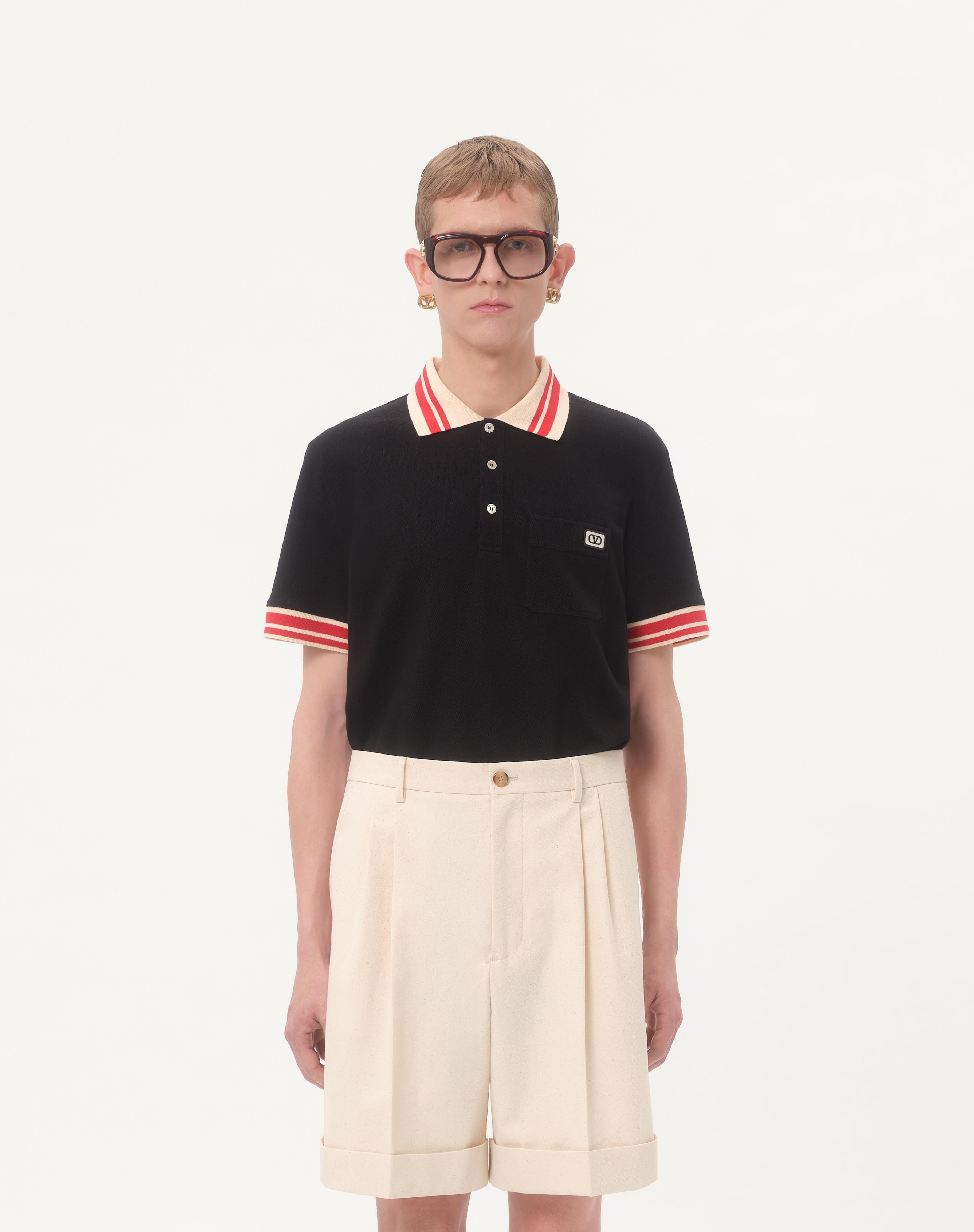 COTTON PIQUÉ POLO SHIRT WITH VLOGO PATCH - 4
