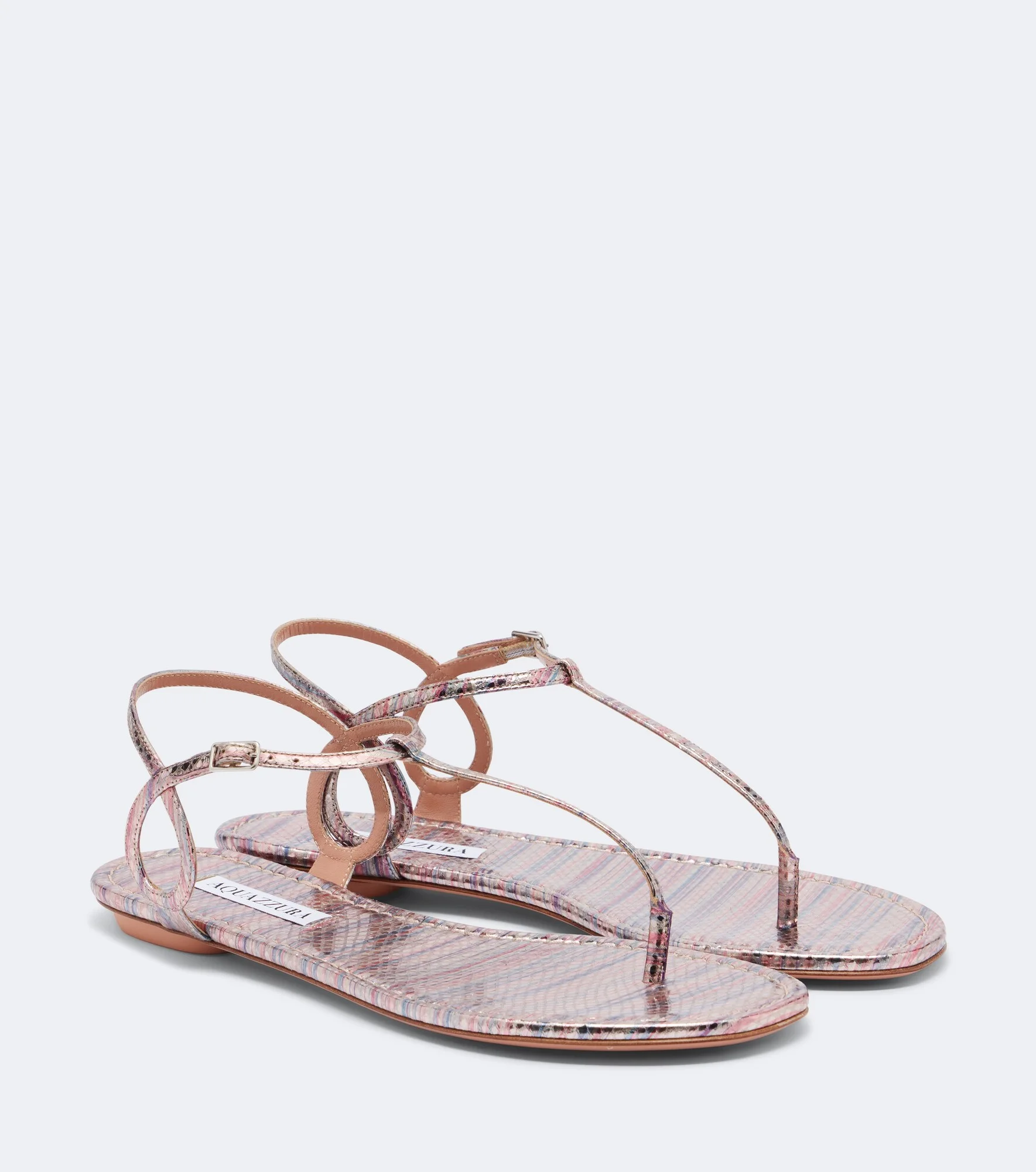 Almost Bare striped leather thong sandals - 1