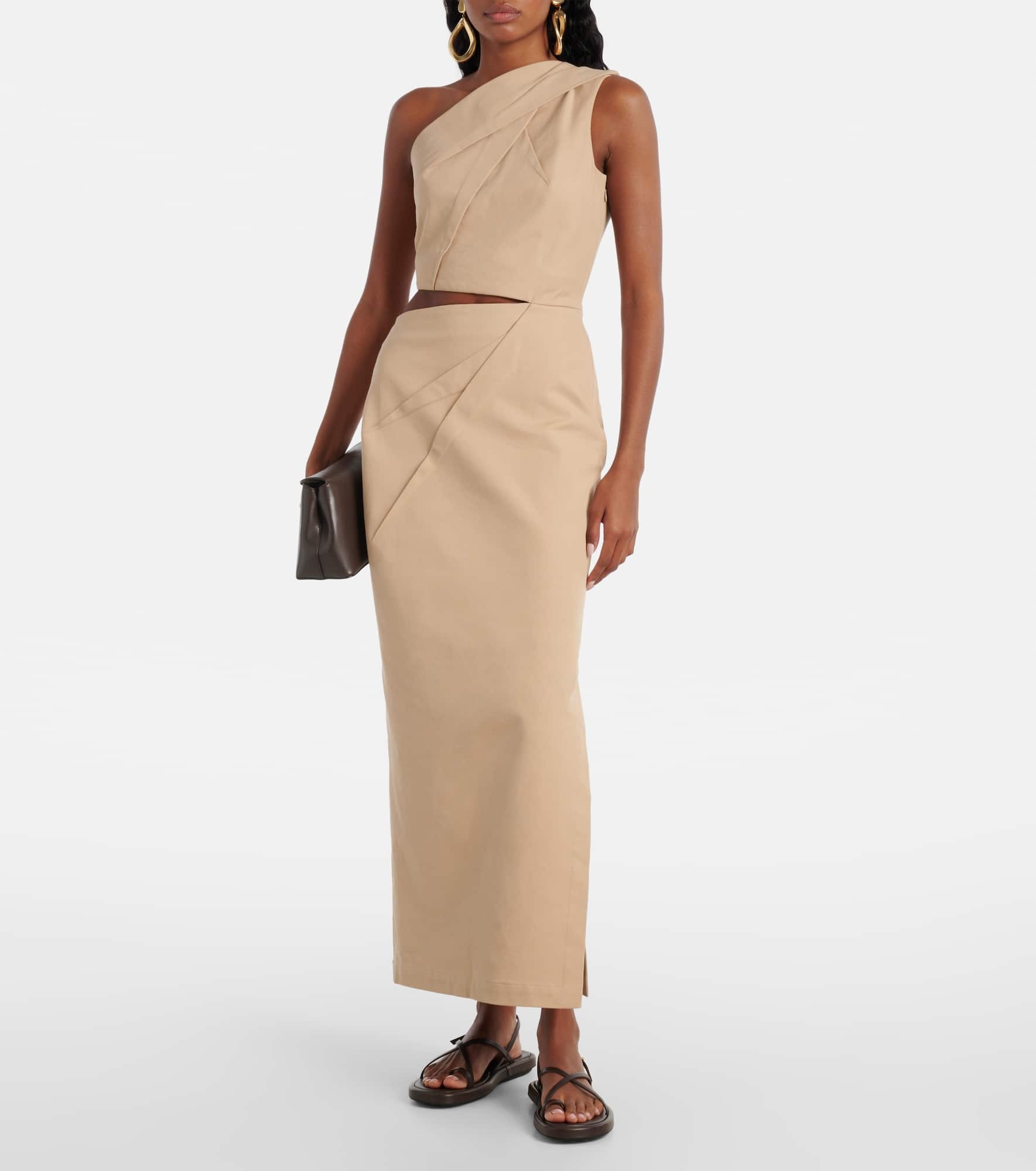 Cutout cotton-blend twill maxi dress - 2
