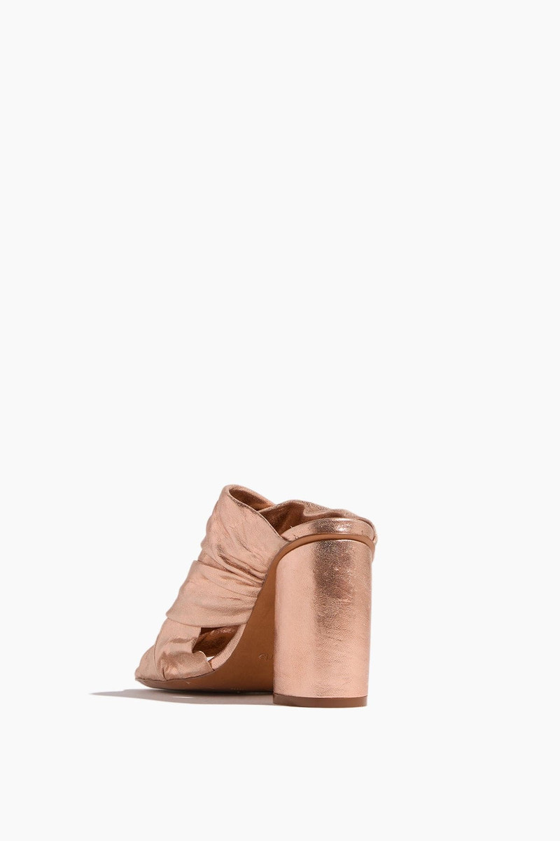 Heeled Laminated Leather Crossed Sandals in Cipria 3