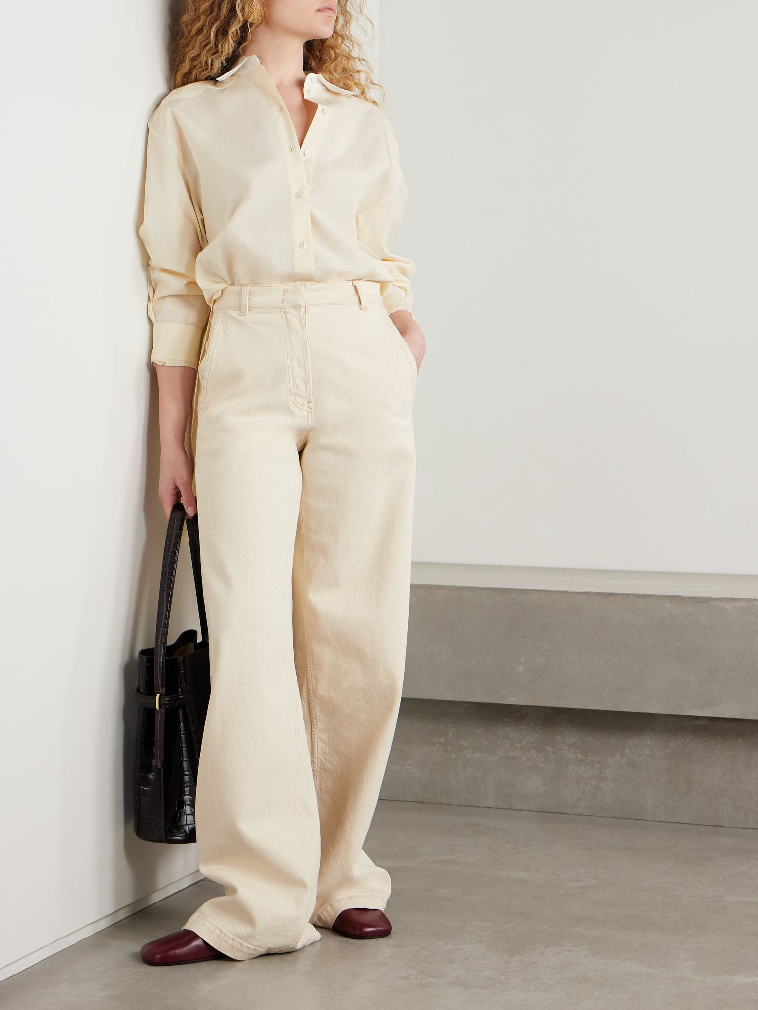 Organic high-rise straight-leg jeans Ecru - 2