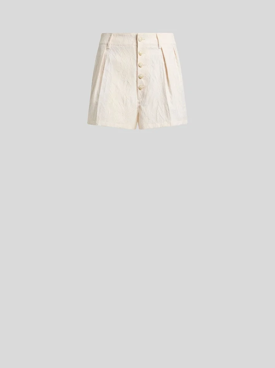 SHORTS IN STRETCH COTTON-BLEND JACQUARD WITH REBRODÉ LACE - 1