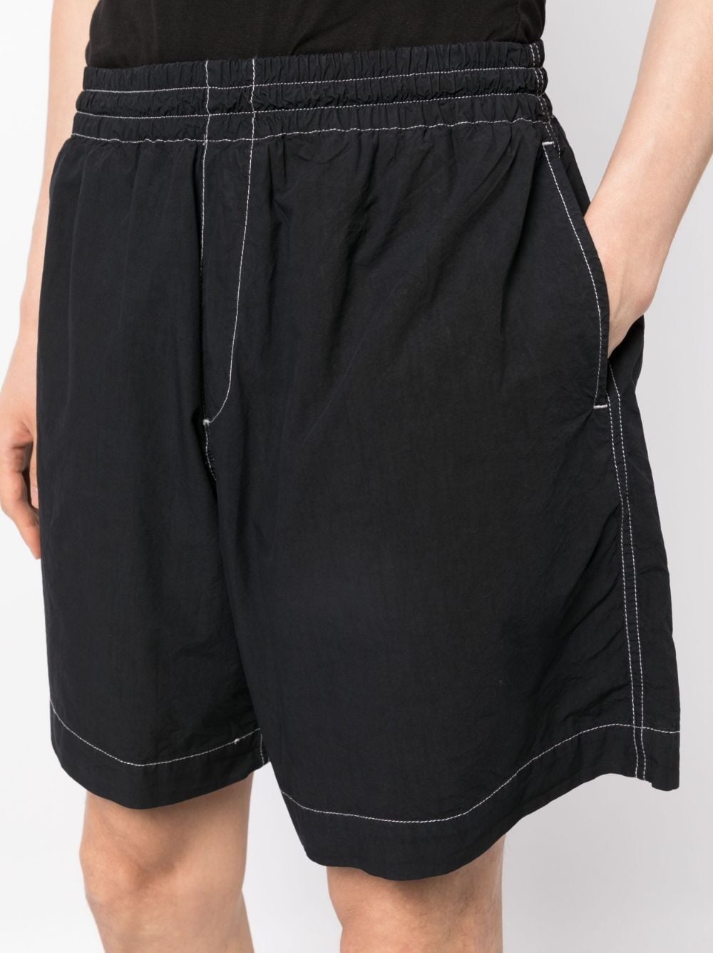 contrast-stitching cotton shorts - 5