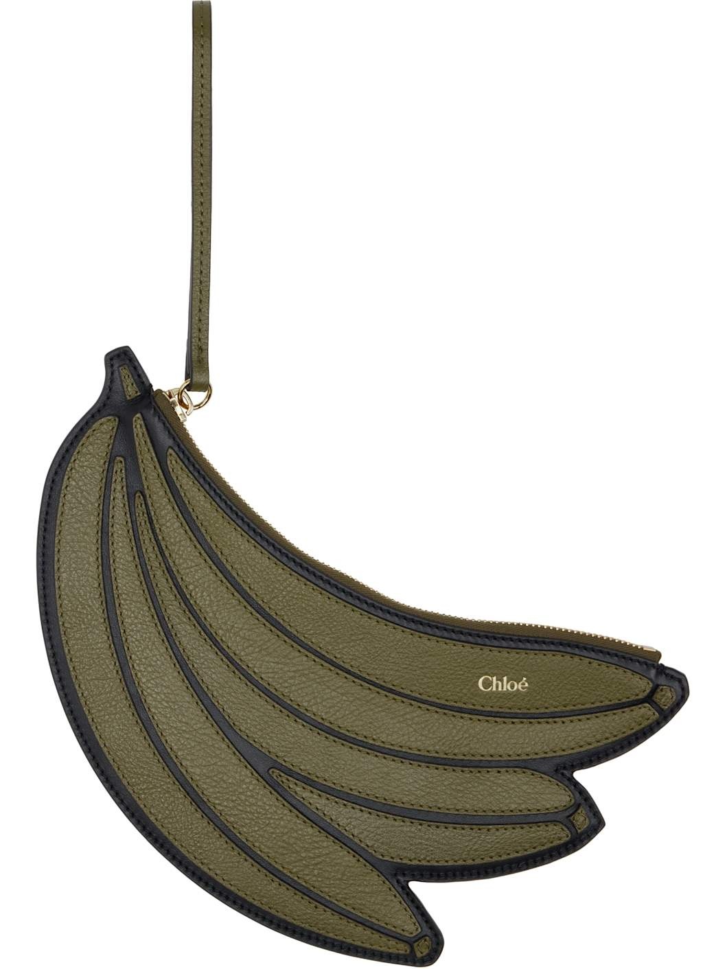 Black & Khaki Banana Flat Pouch - 1