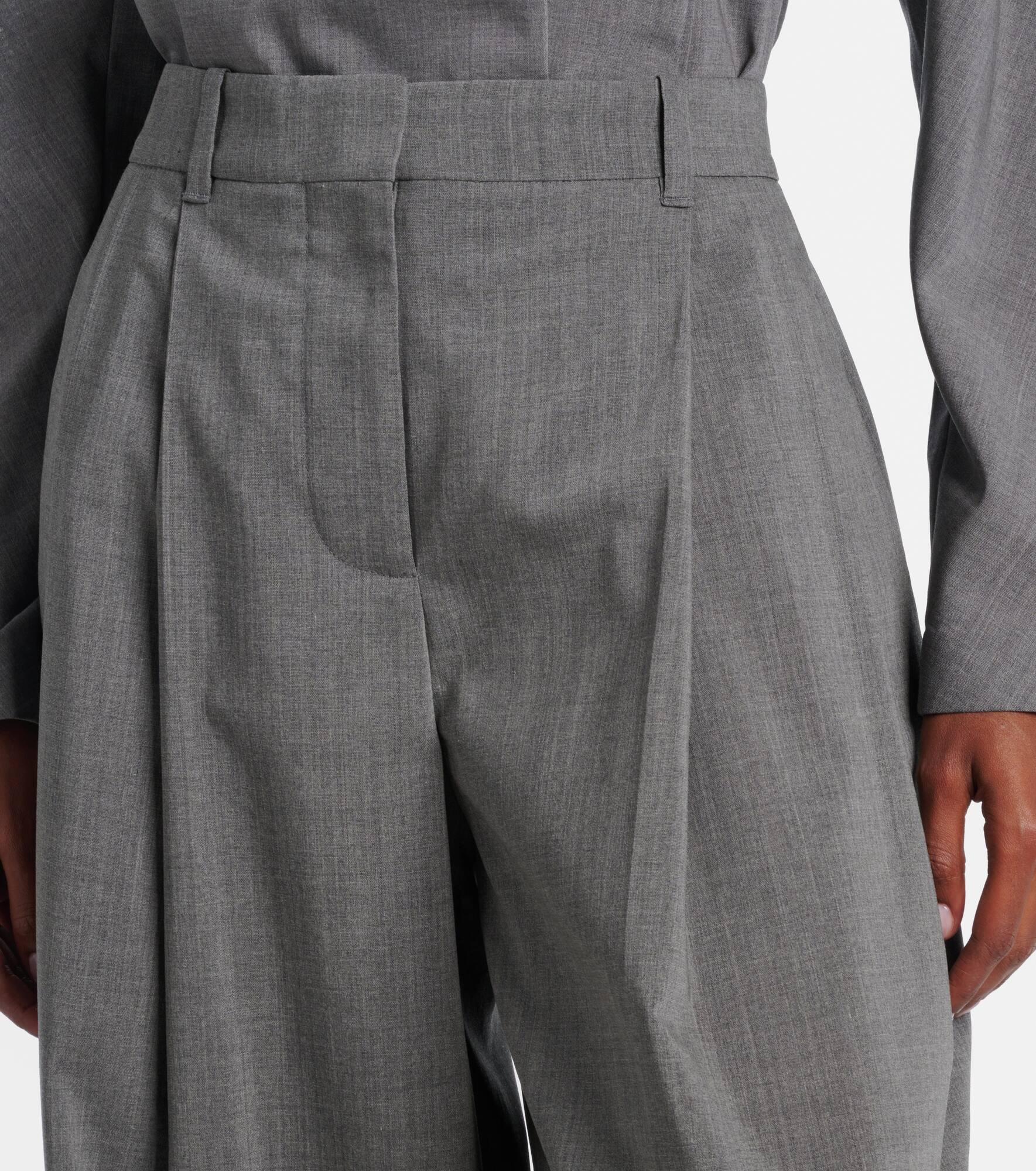 Pleated wool wide-leg pants - 4