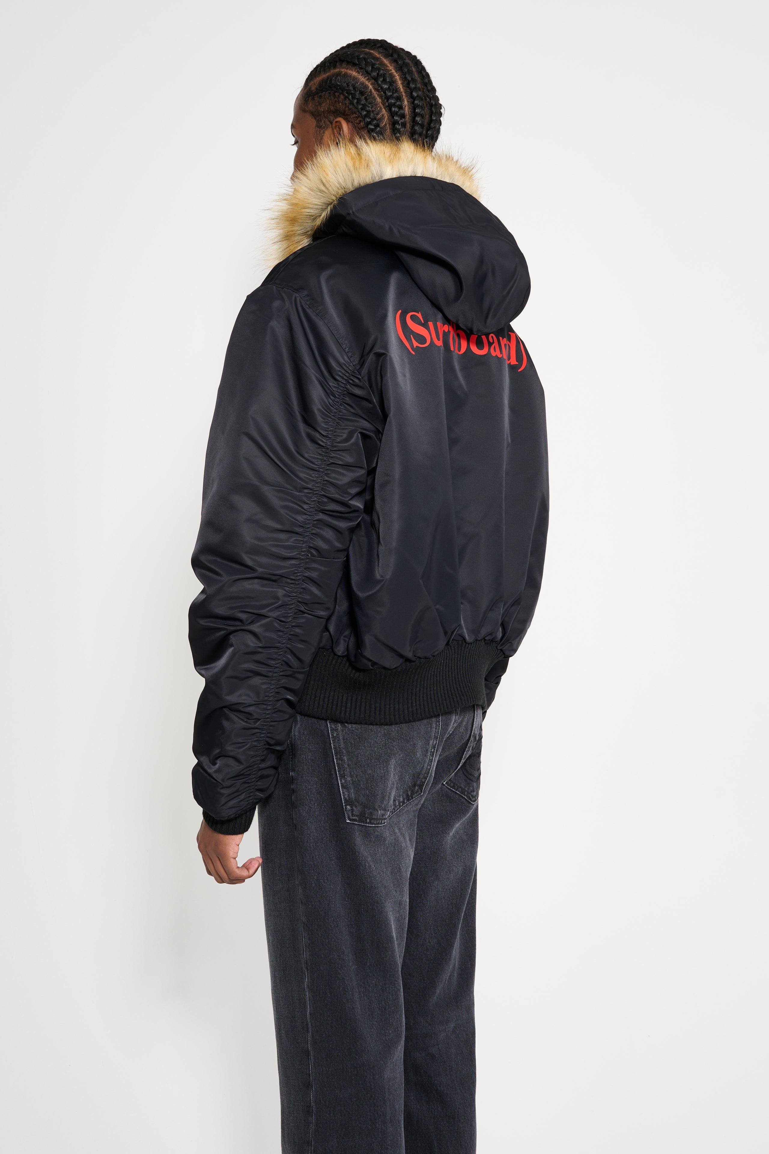 STOCKHOLM SURFBOARD CLUB HOODED BOMBER BLACK - 3