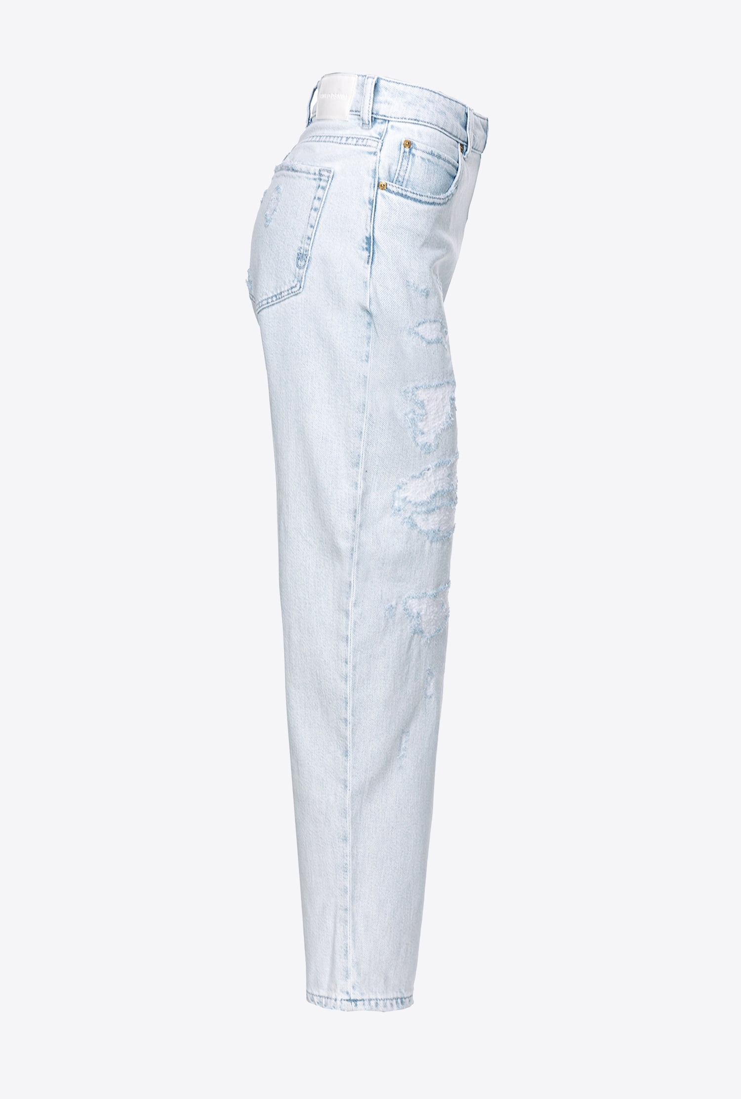 LIGHT-COLOURED MOM-FIT JEANS WITH RIPS - 3